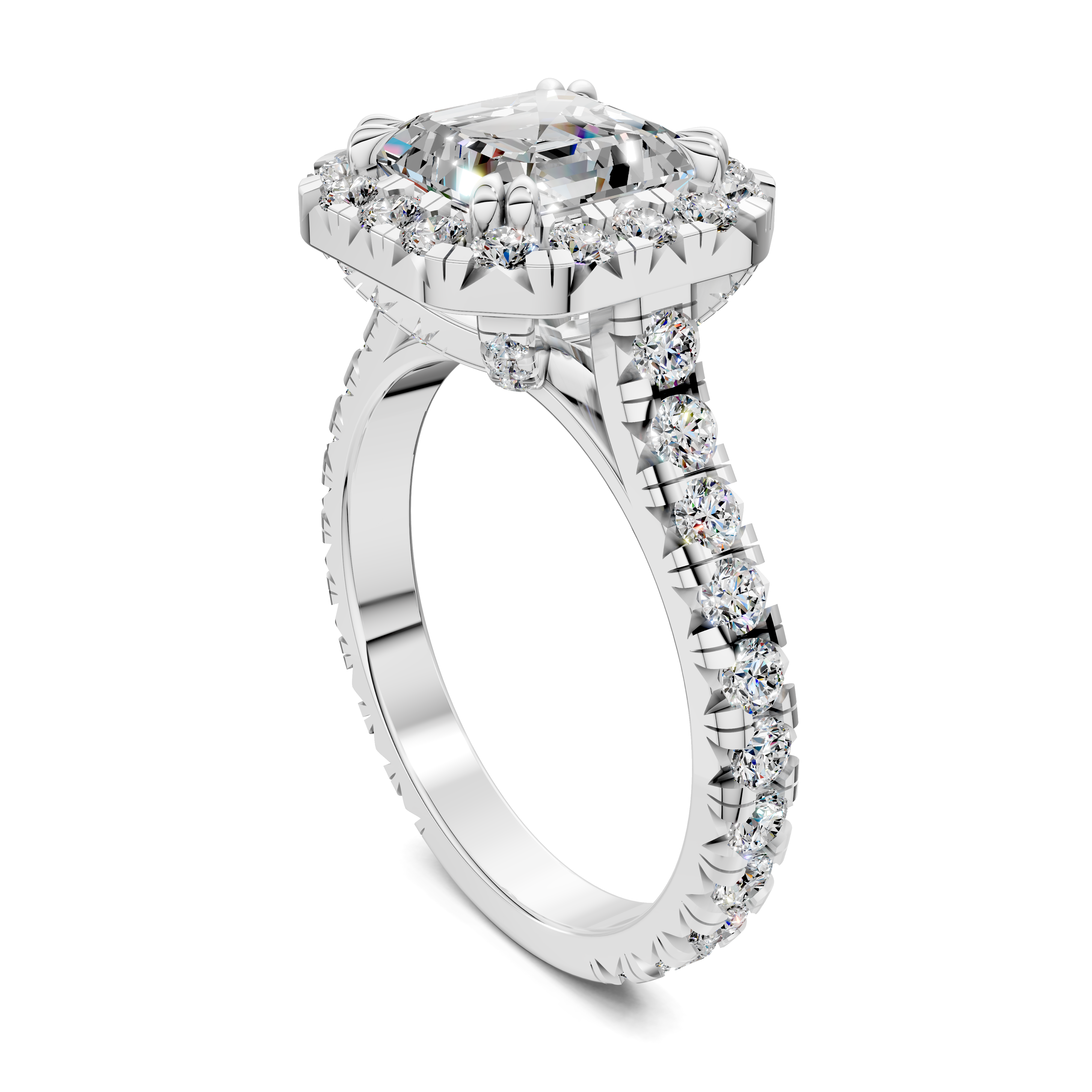 Doris Asscher Halo Three-Quarter Coverage Diamond Ring