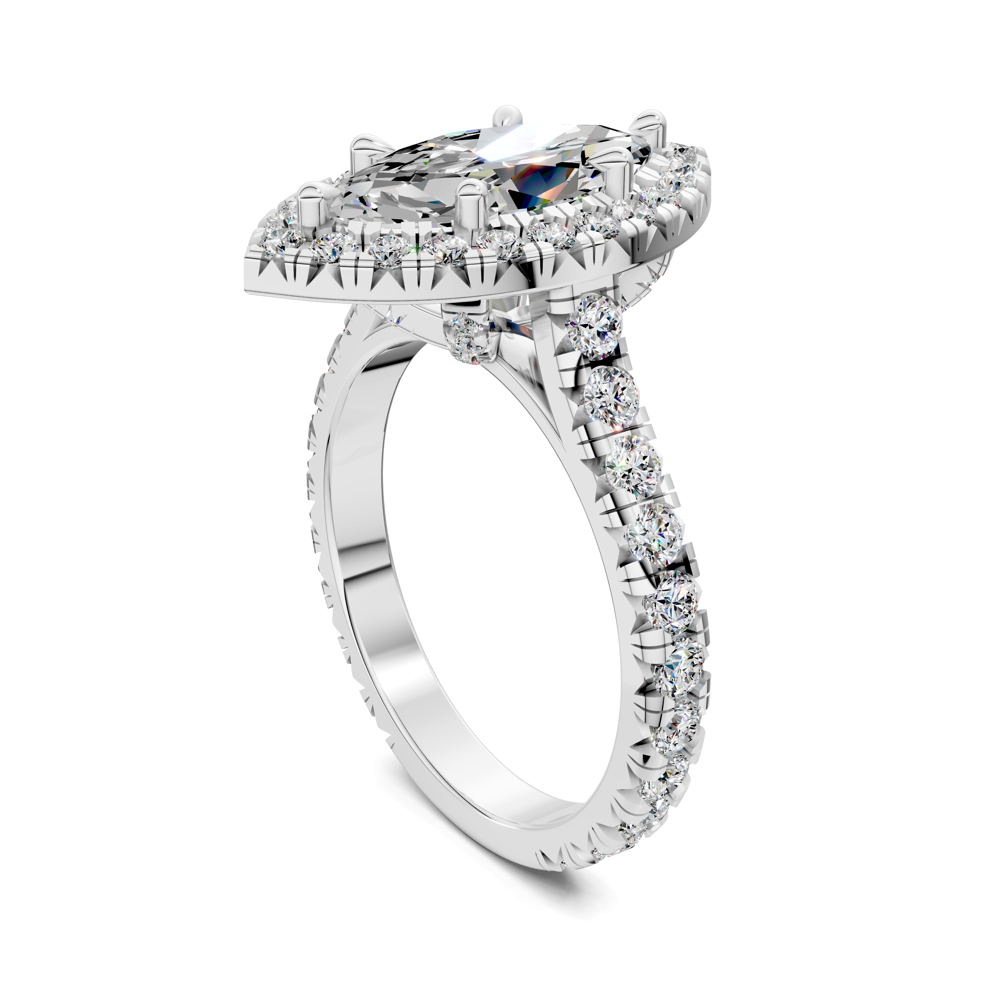 Yuki Marquise Halo Three-Quarter Coverage Diamond Ring