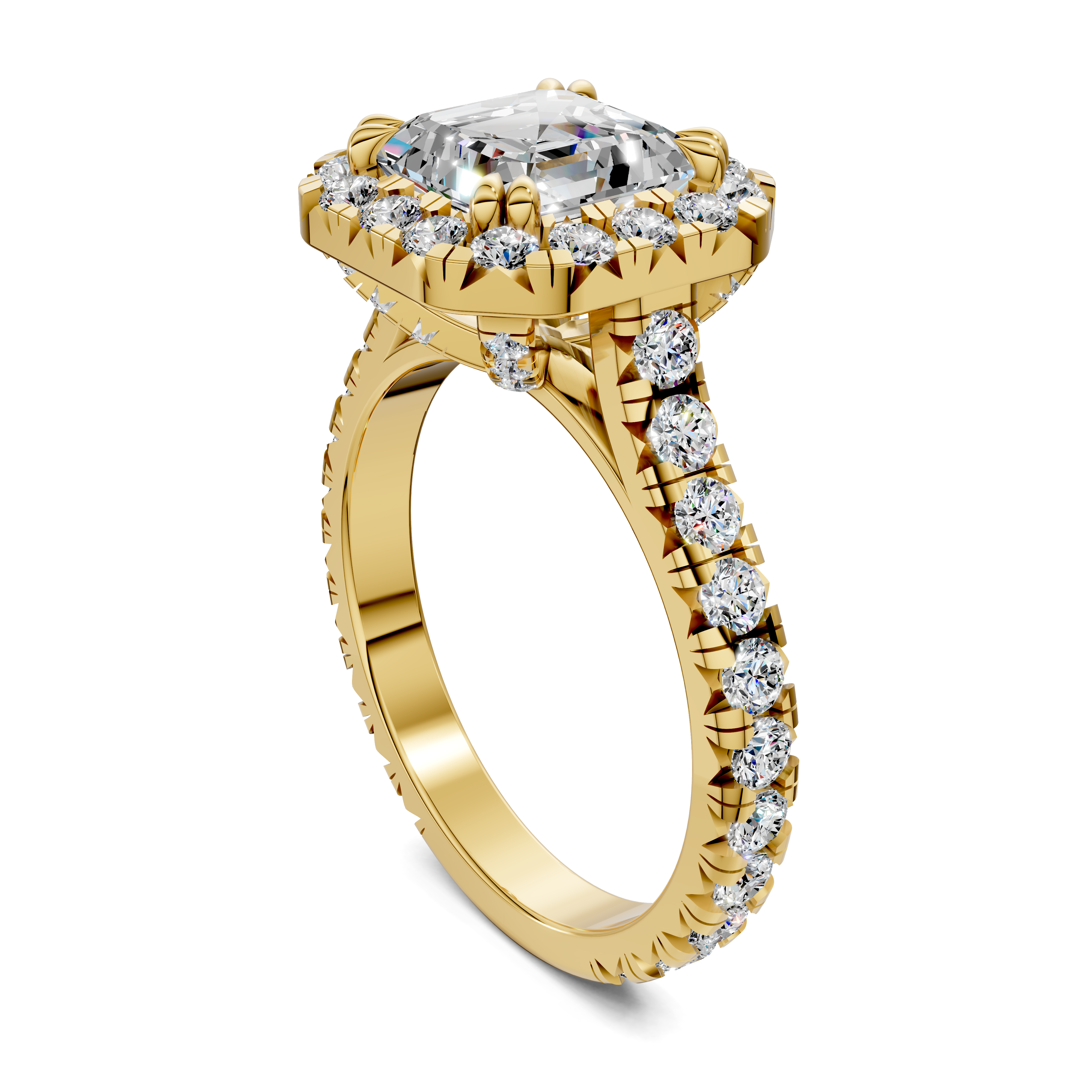 Doris Asscher Halo Three-Quarter Coverage Diamond Ring