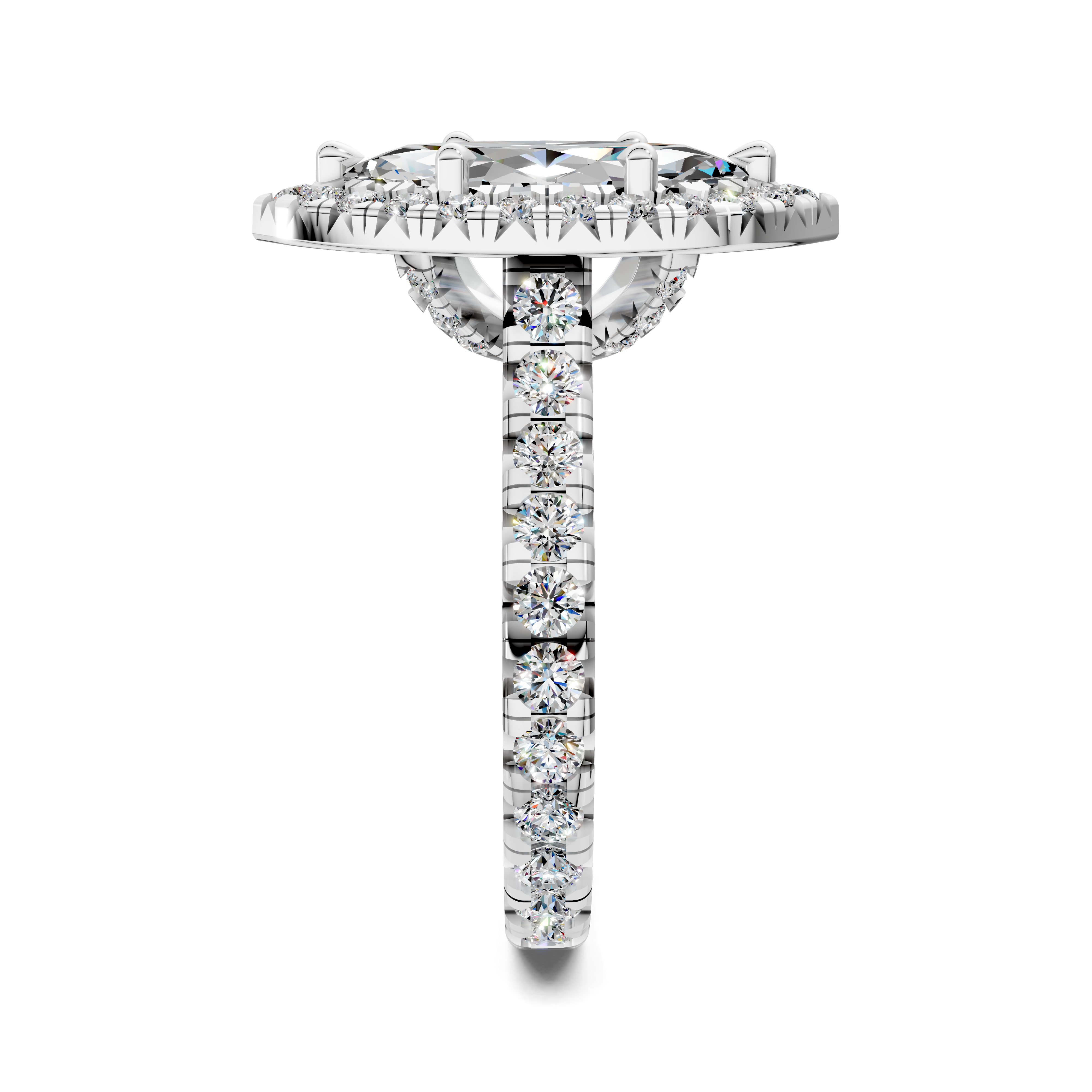 Yuki Marquise Halo Three-Quarter Coverage Diamond Ring