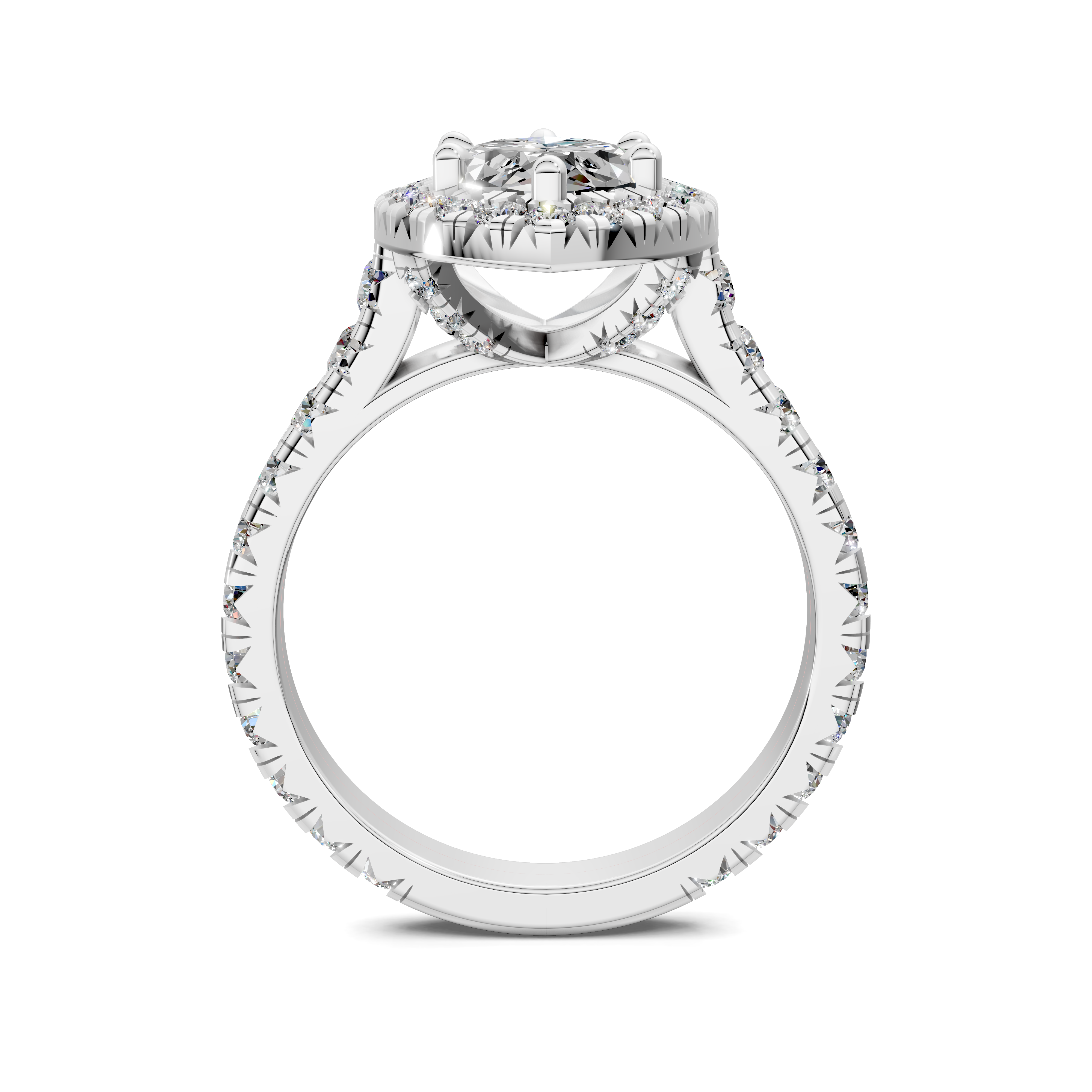 Yuki Marquise Halo Three-Quarter Coverage Diamond Ring