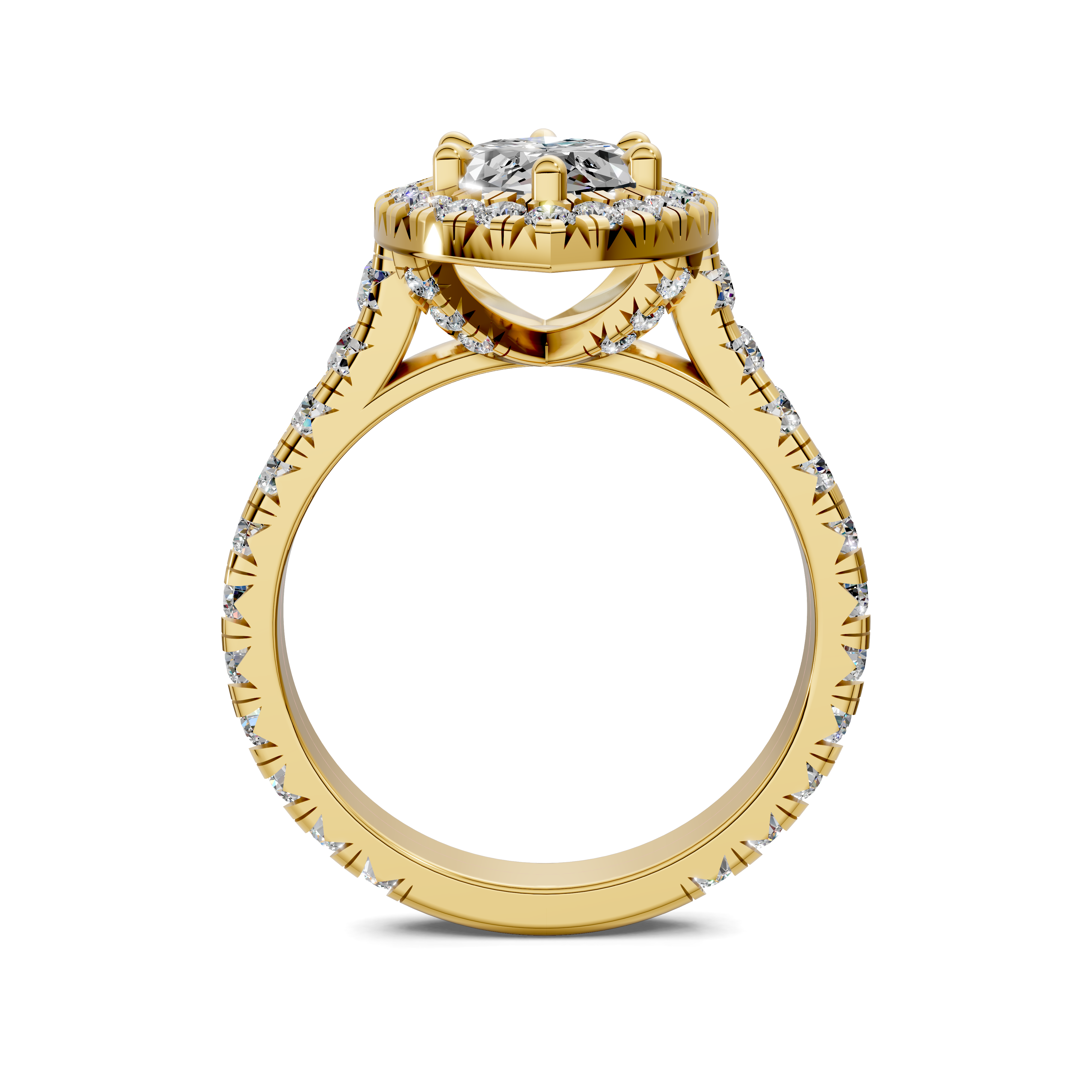 Yuki Marquise Halo Three-Quarter Coverage Diamond Ring