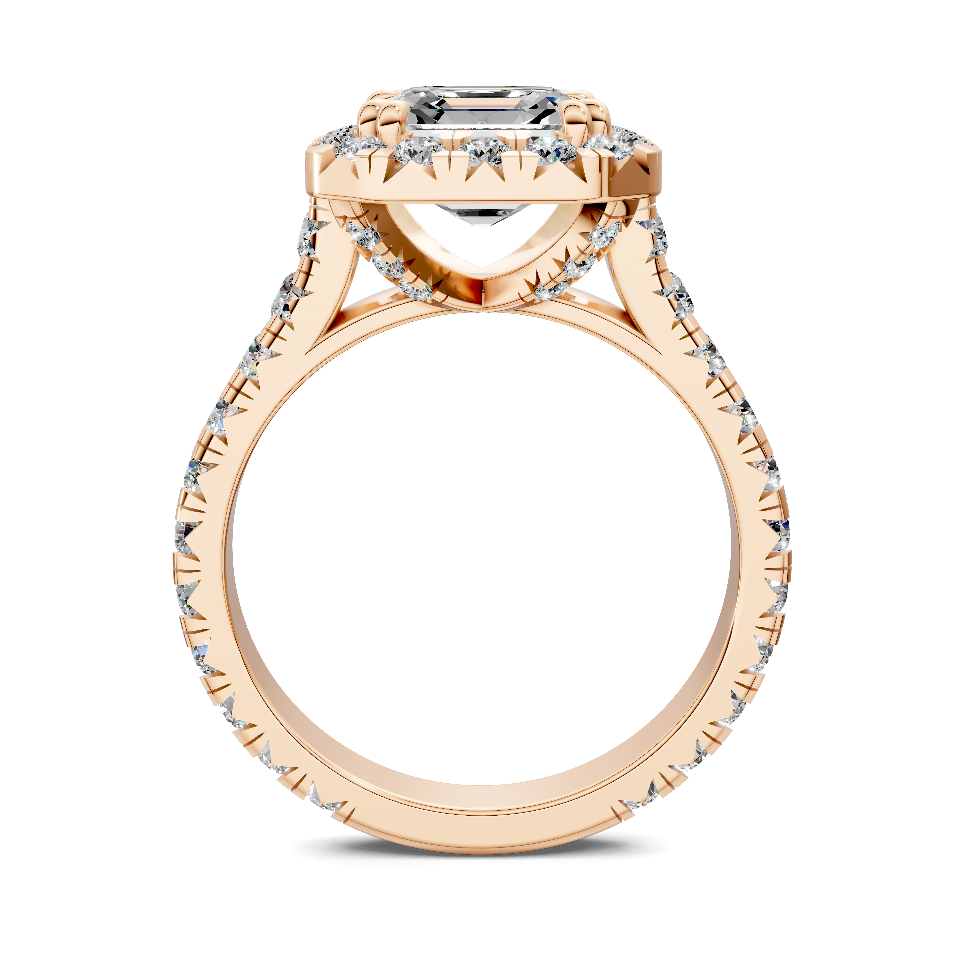 Doris Asscher Halo Three-Quarter Coverage Diamond Ring