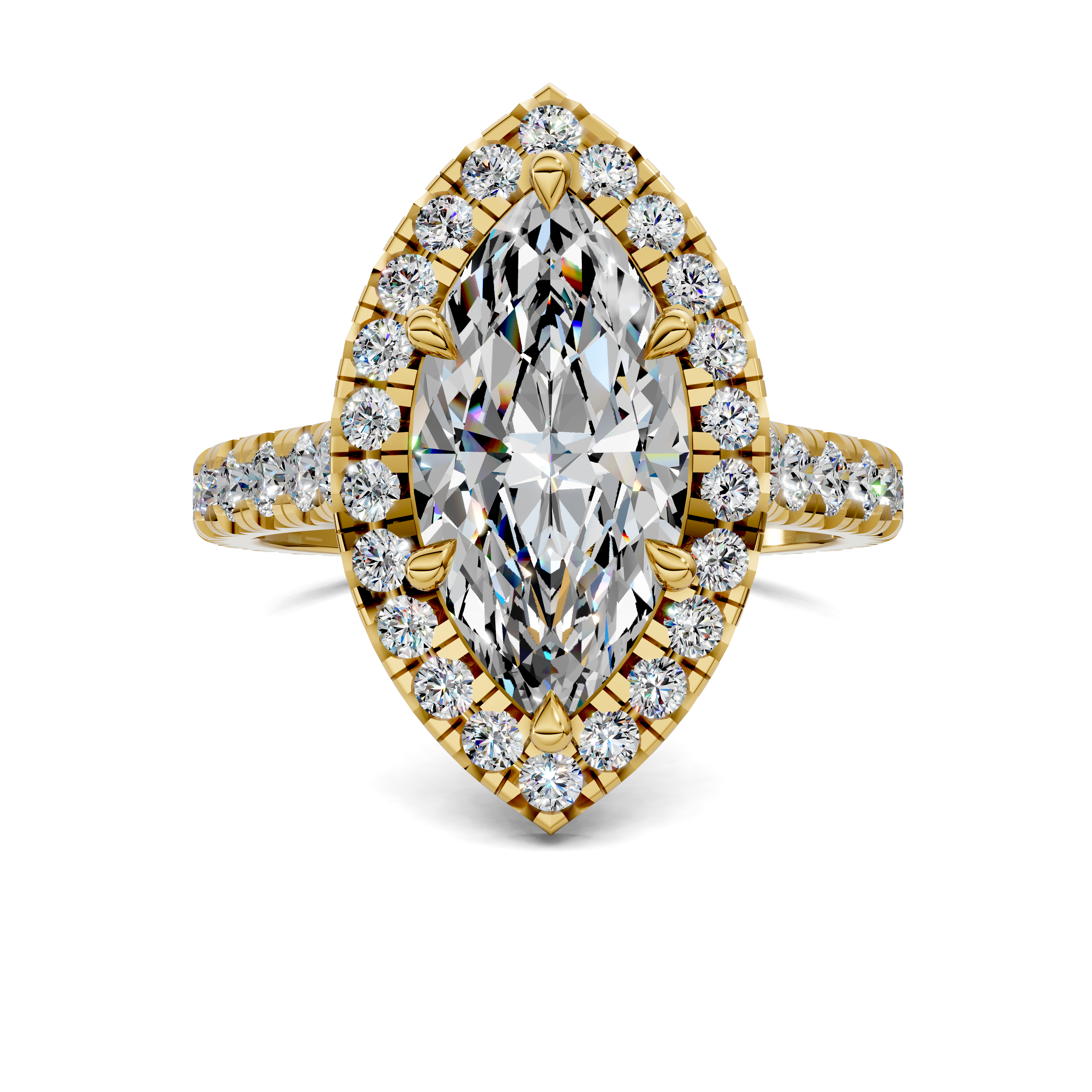 Yuki Marquise Halo Three-Quarter Coverage Diamond Ring
