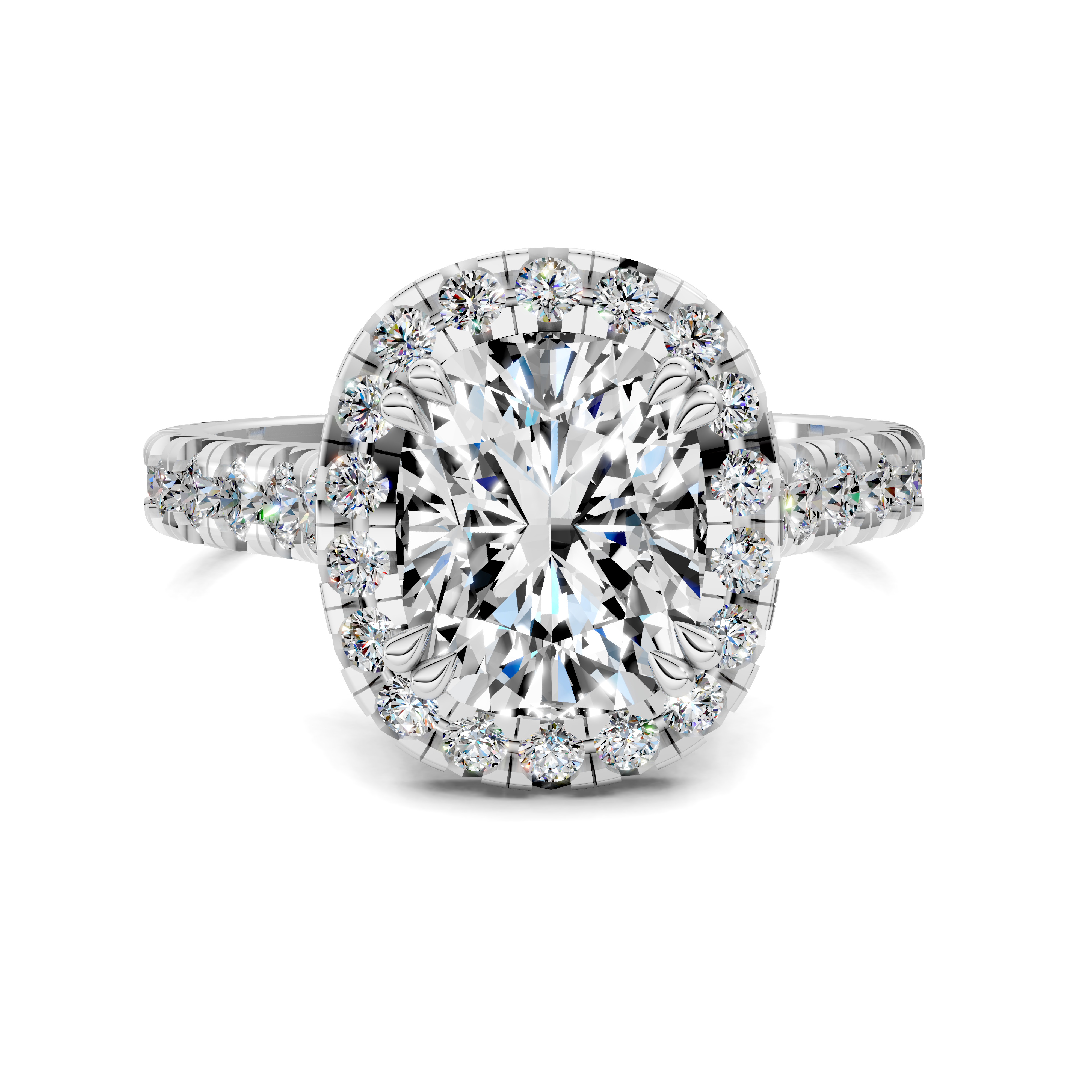 Ava Cushion Halo Three-Quarter Coverage Diamond Ring