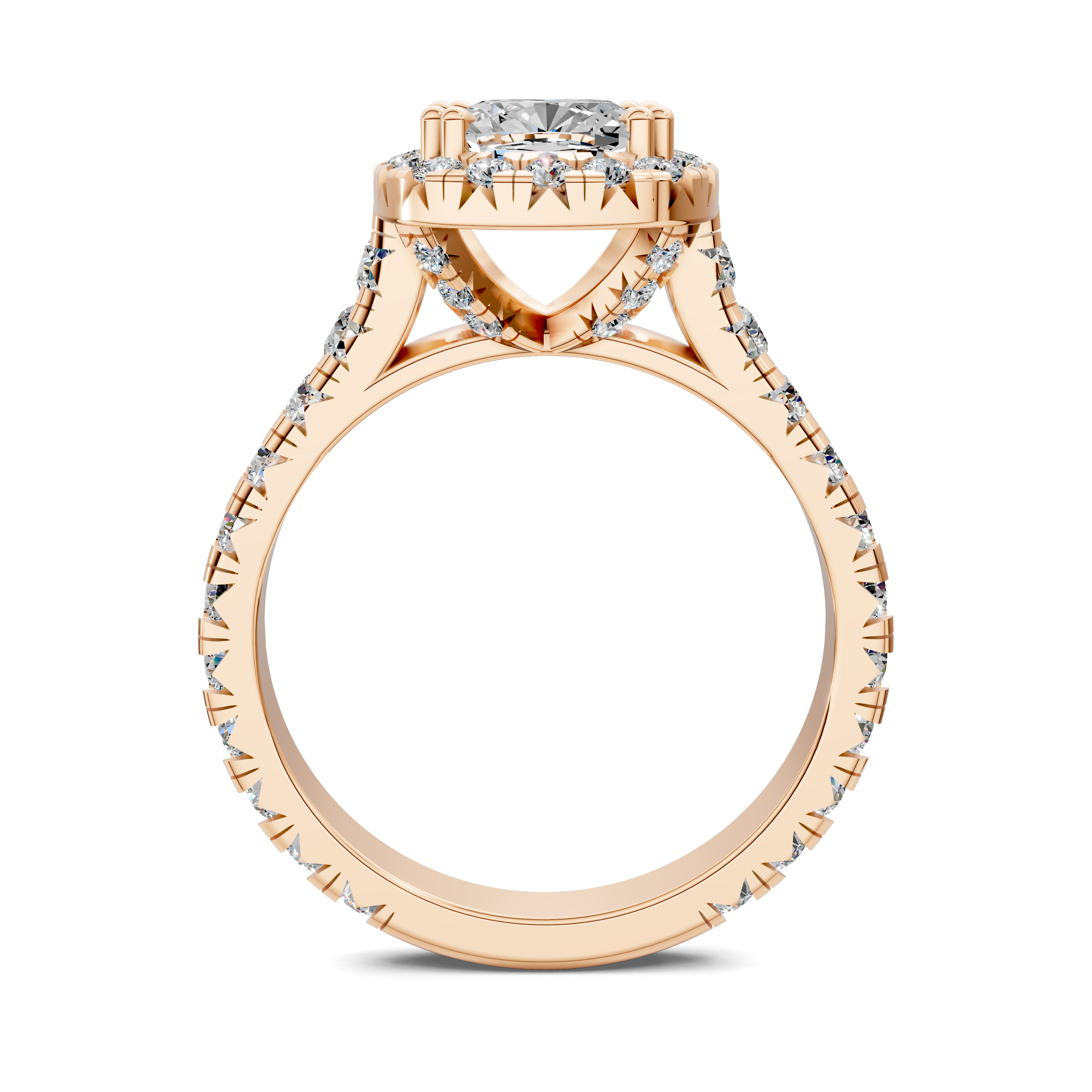 Ava Cushion Halo Three-Quarter Coverage Diamond Ring