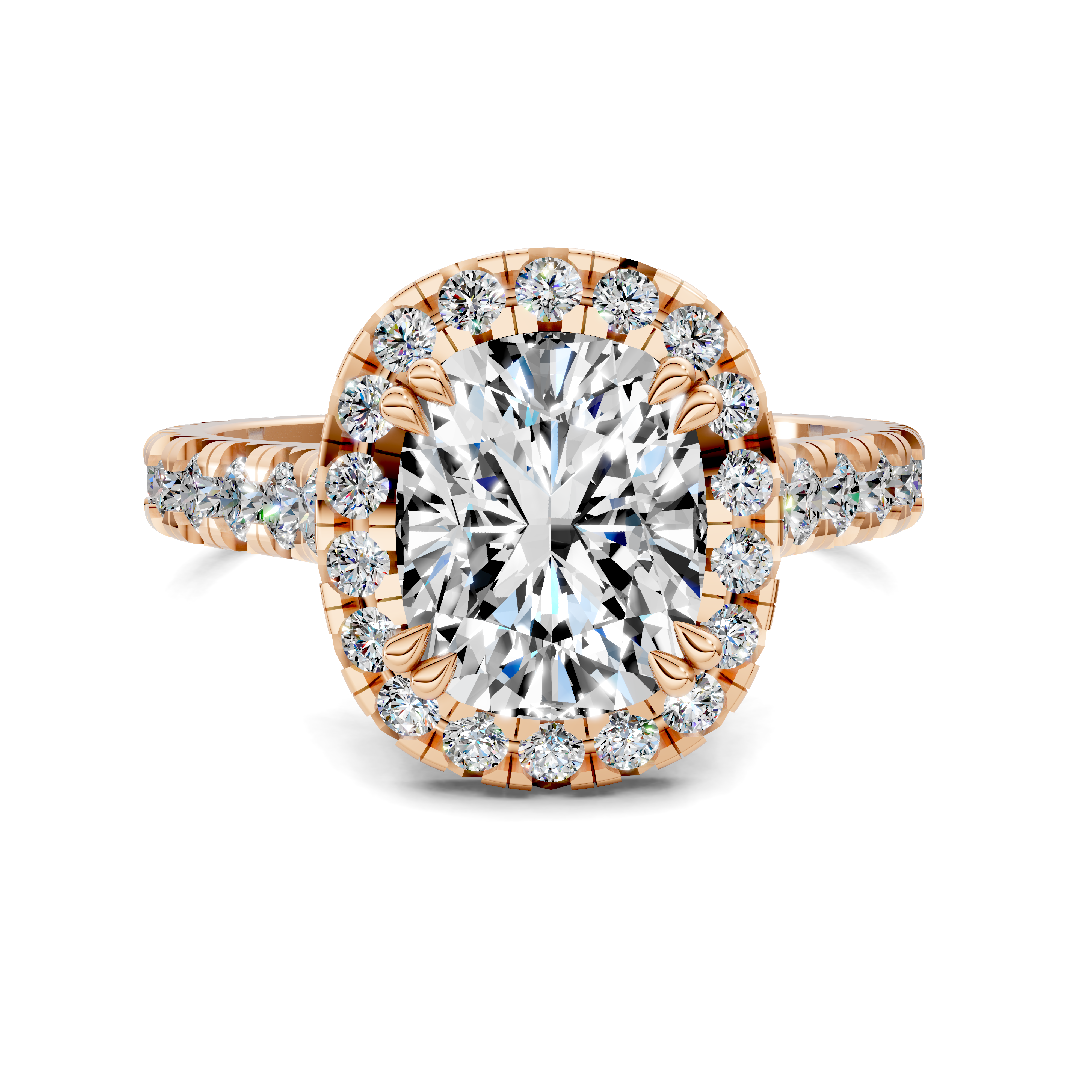 Ava Cushion Halo Three-Quarter Coverage Diamond Ring