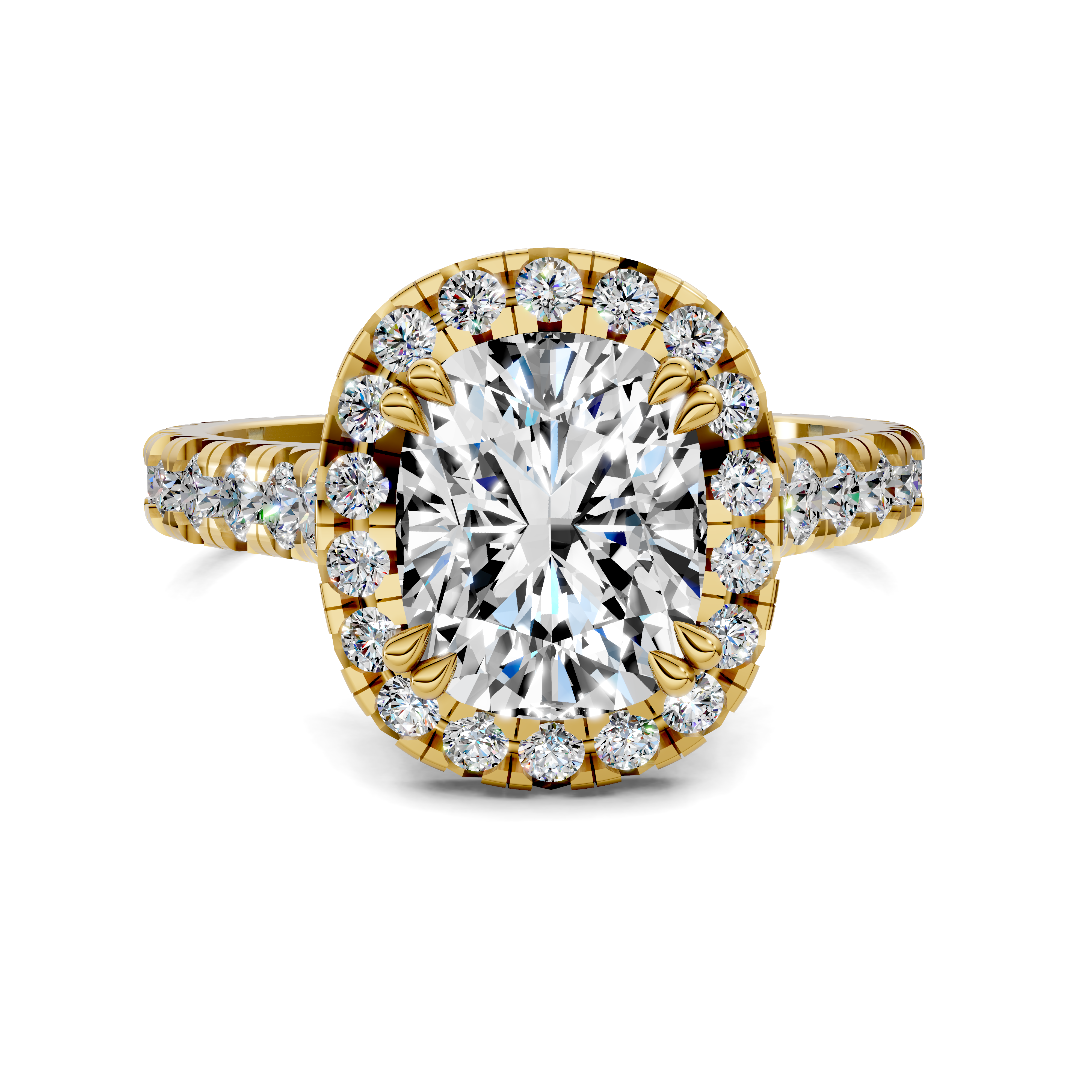 Ava Cushion Halo Three-Quarter Coverage Diamond Ring