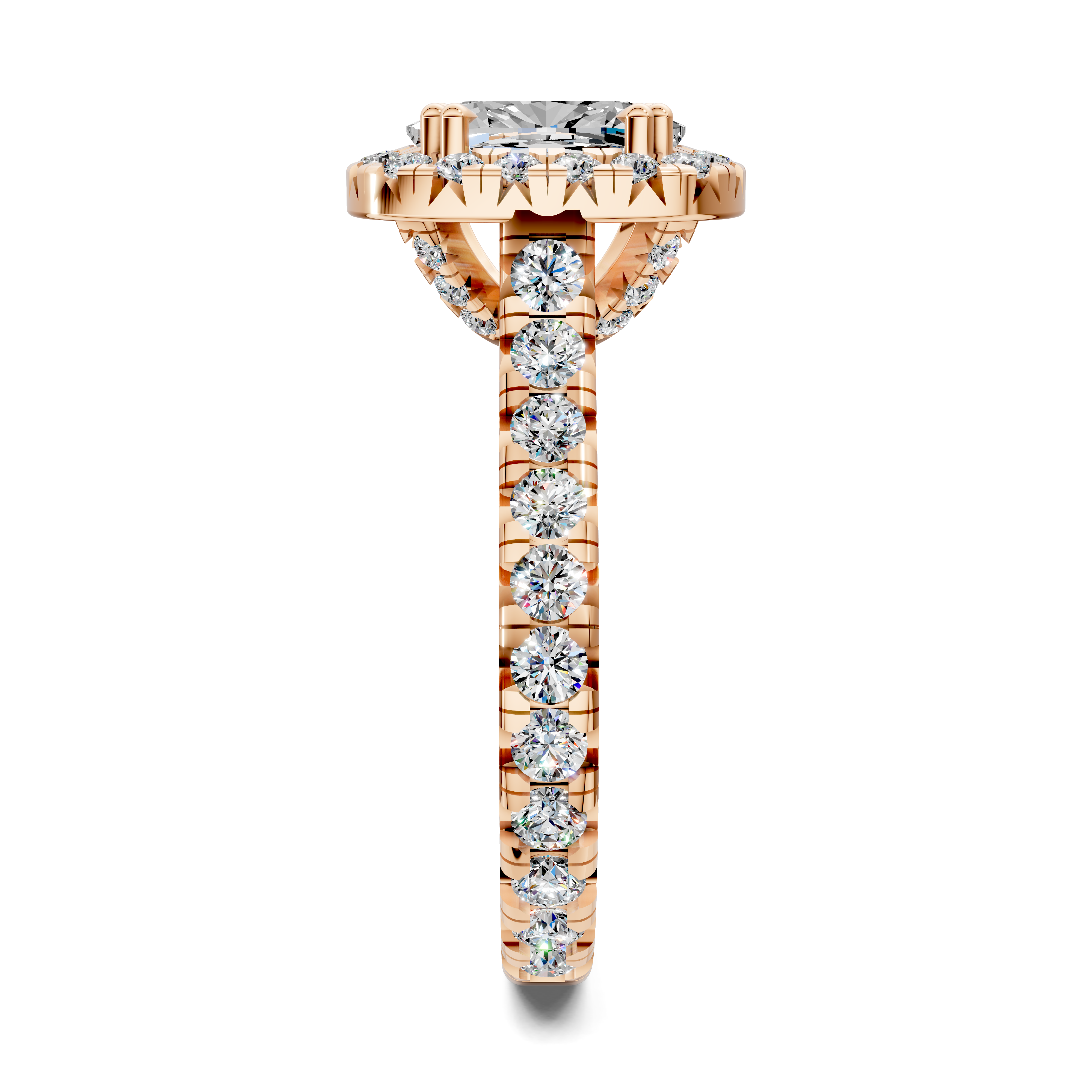 Ava Cushion Halo Three-Quarter Coverage Diamond Ring