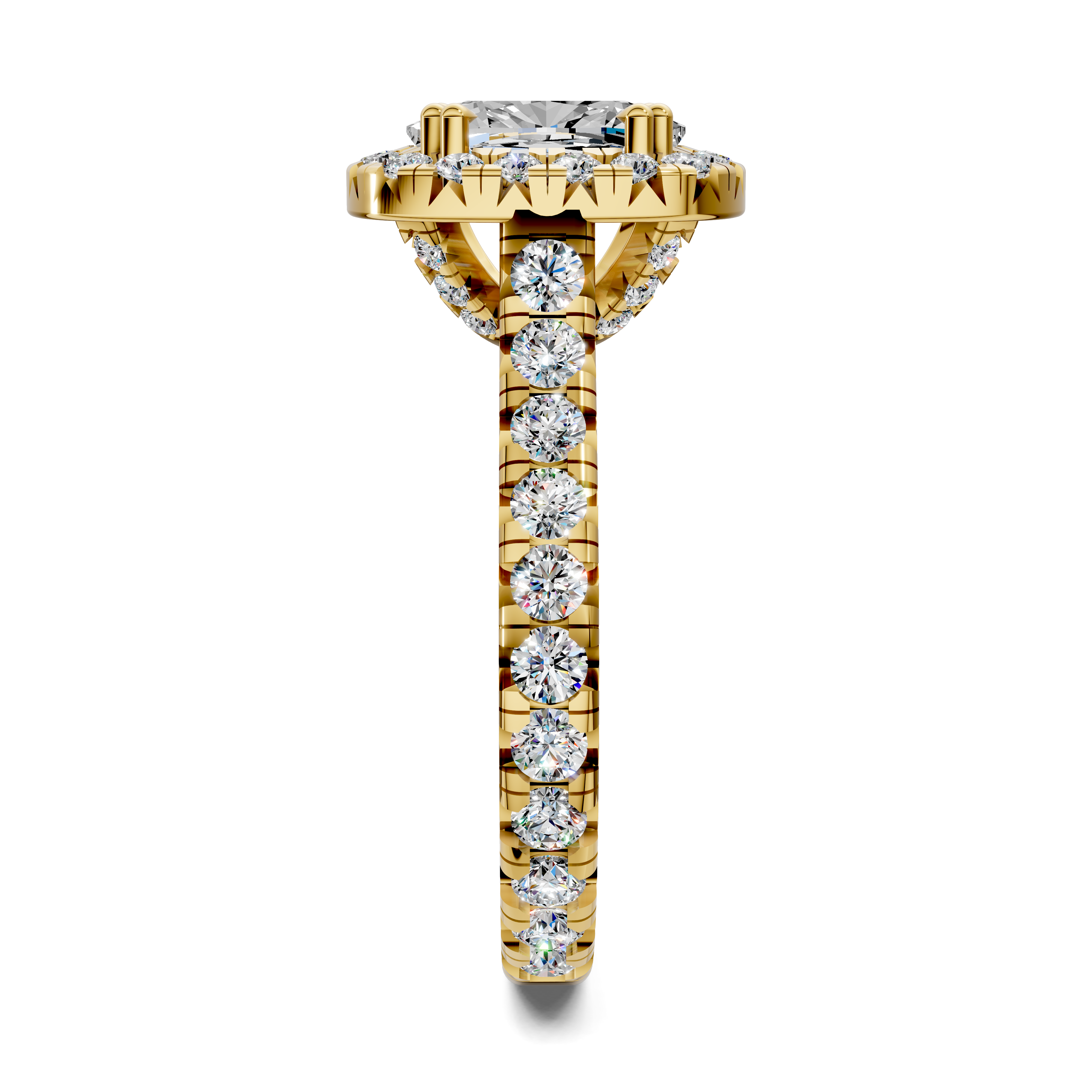 Ava Cushion Halo Three-Quarter Coverage Diamond Ring