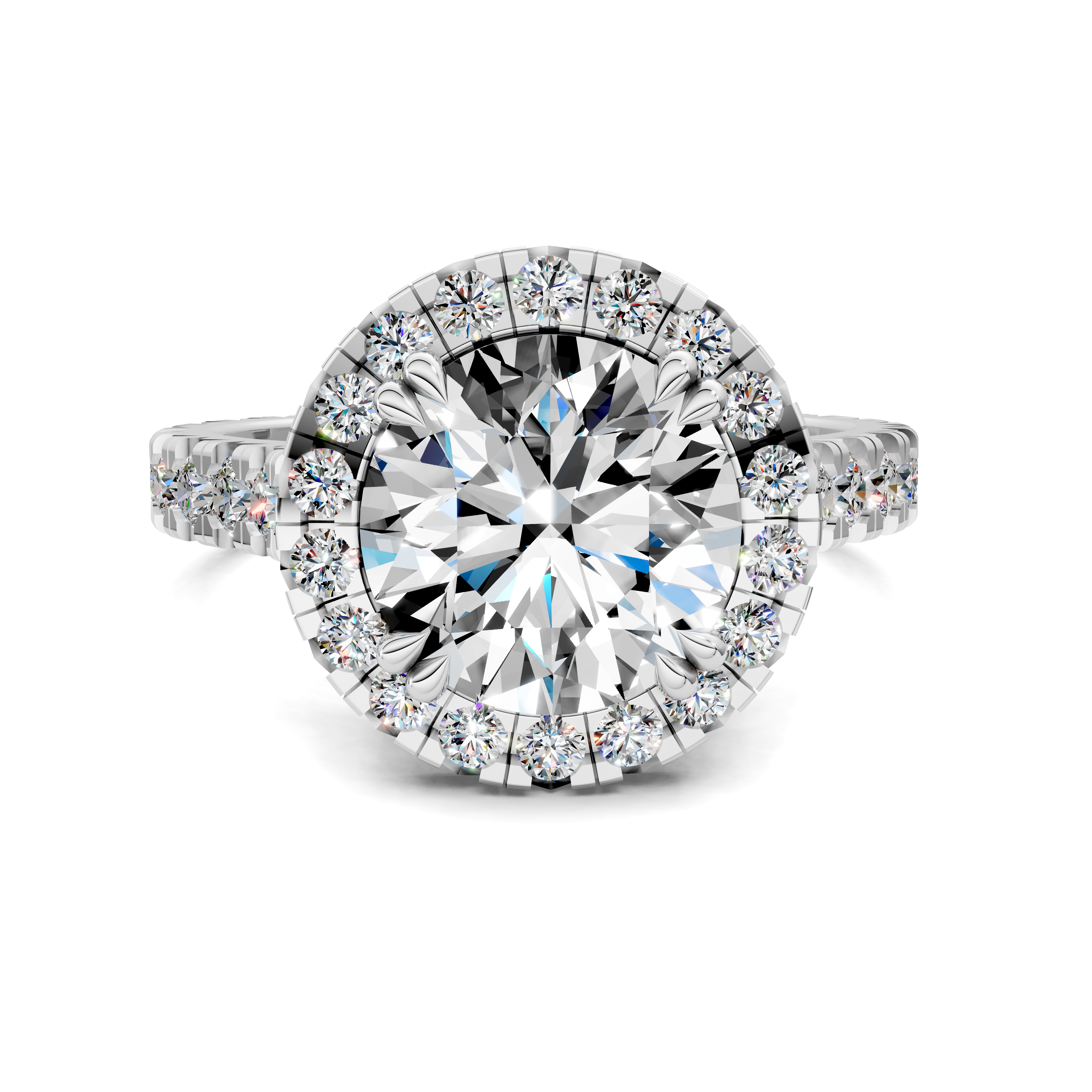 Achelois Round Halo Three-Quarter Coverage Diamond Ring