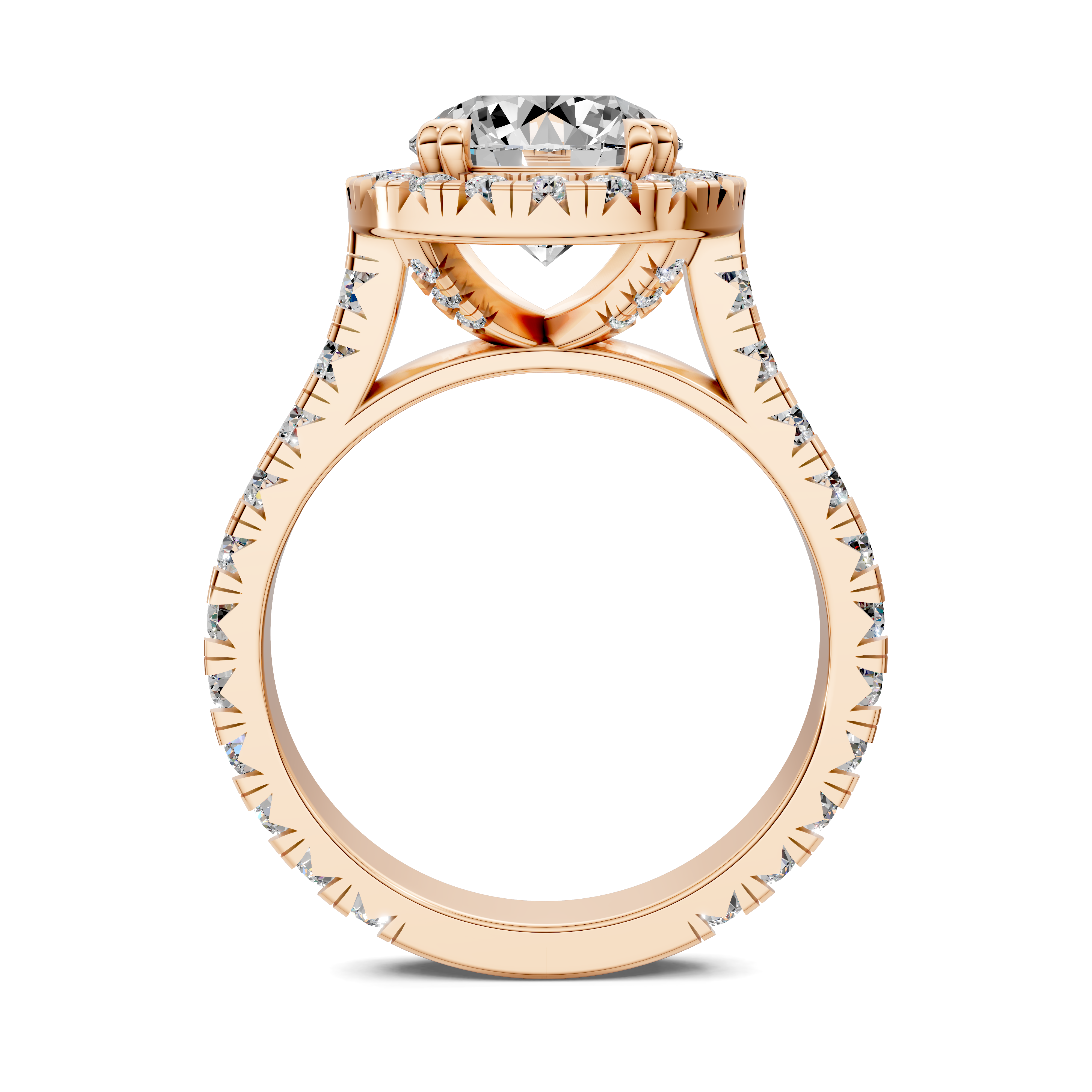 Achelois Round Halo Three-Quarter Coverage Diamond Ring