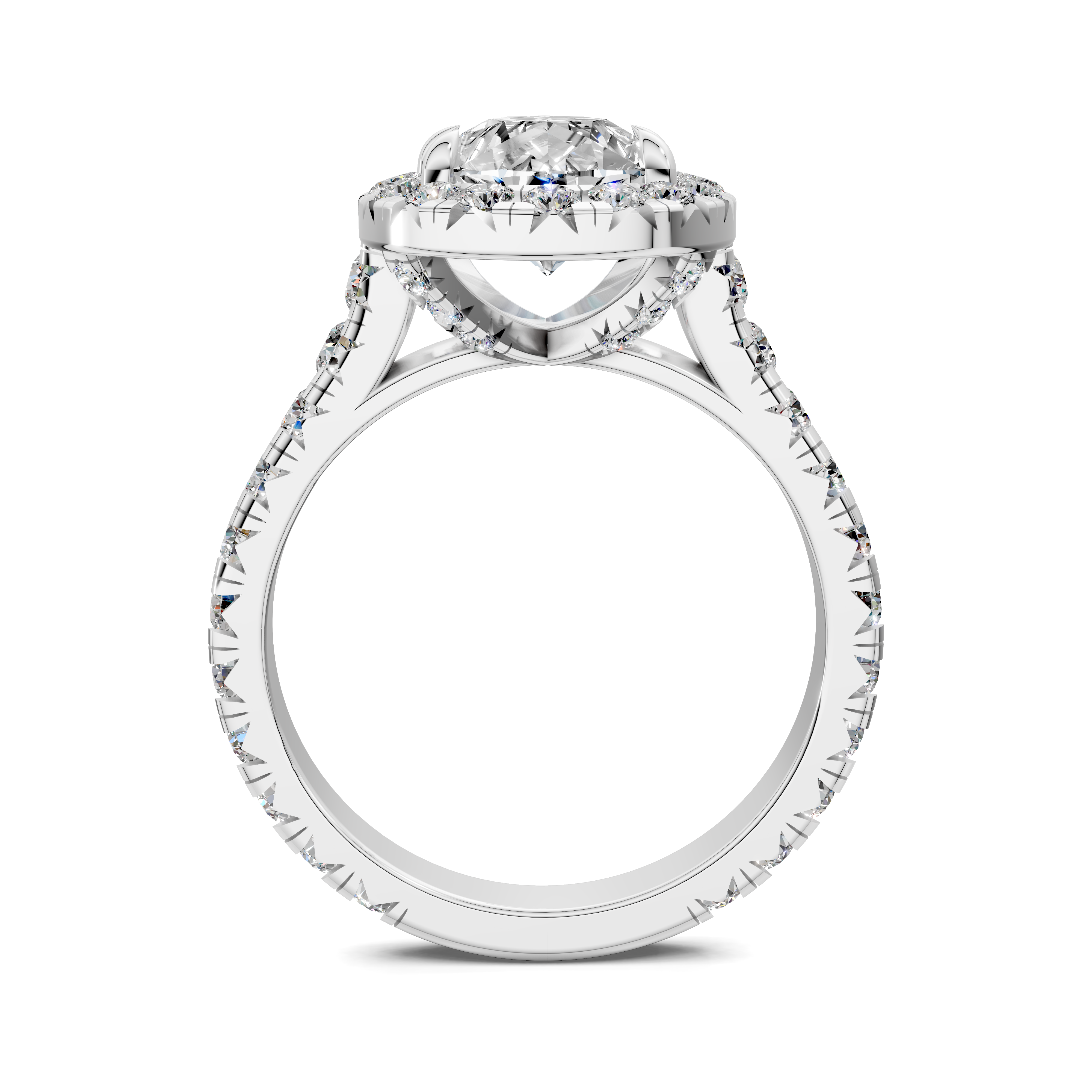 Elio Pear Halo Three-Quarter Coverage Diamond Ring