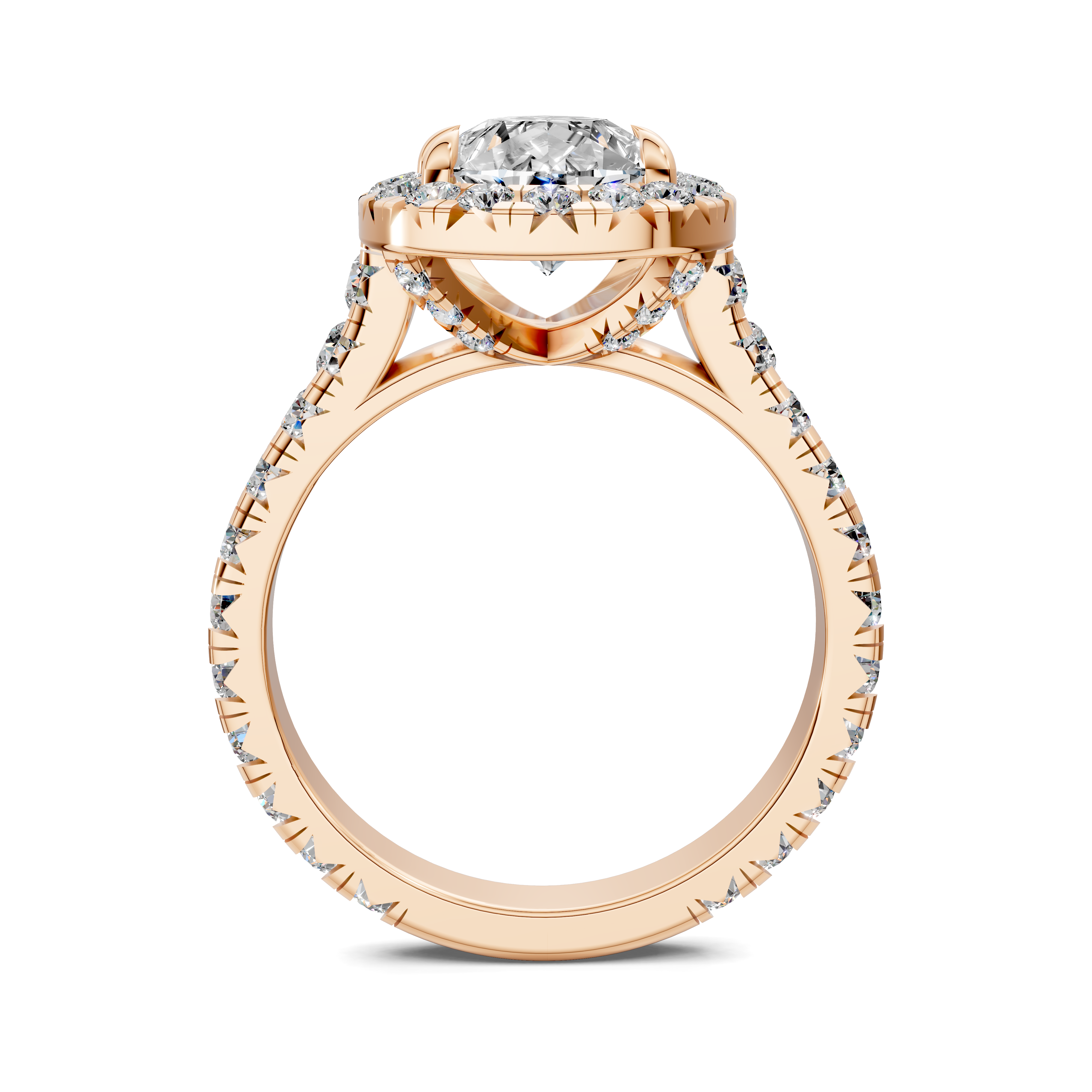Elio Pear Halo Three-Quarter Coverage Diamond Ring