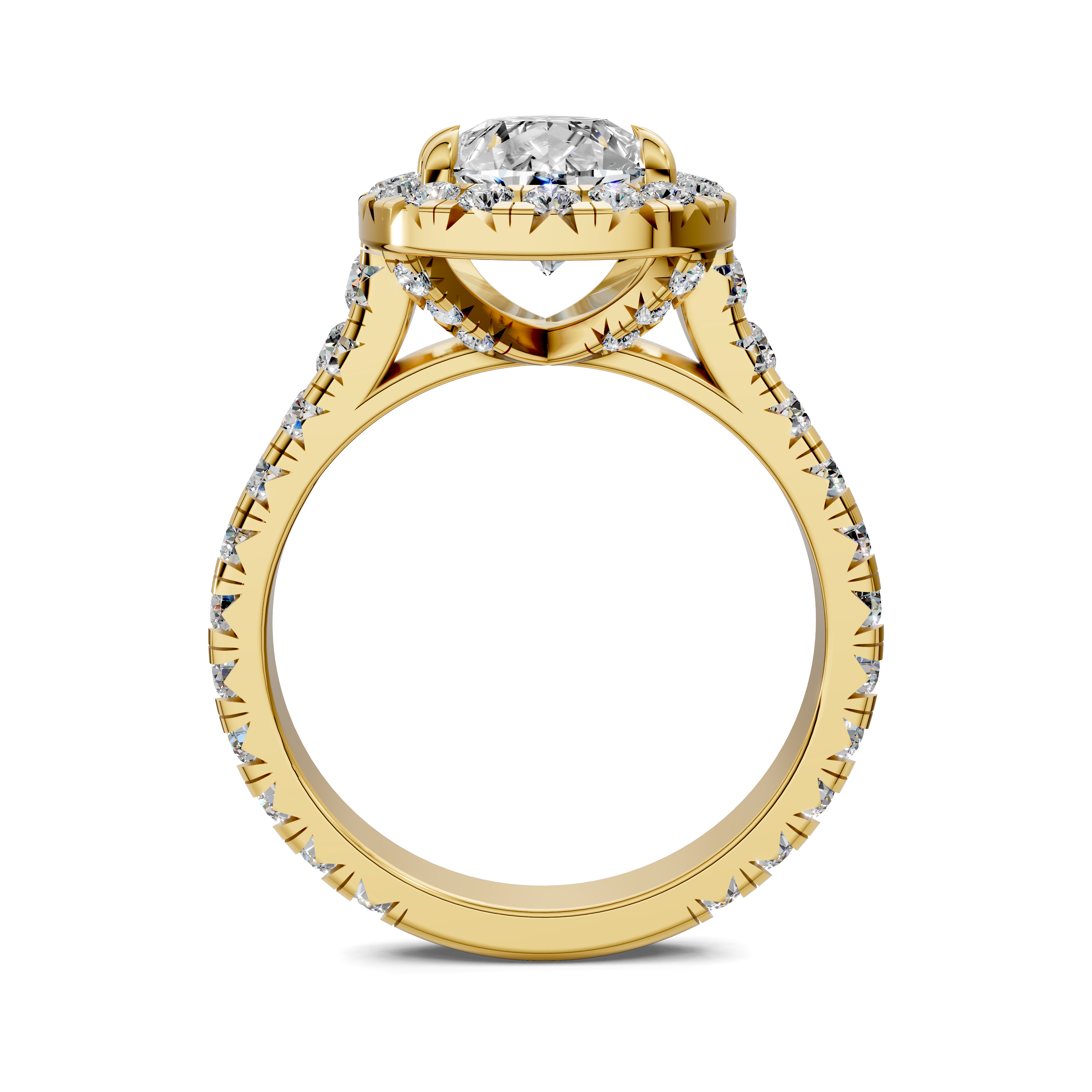 Elio Pear Halo Three-Quarter Coverage Diamond Ring