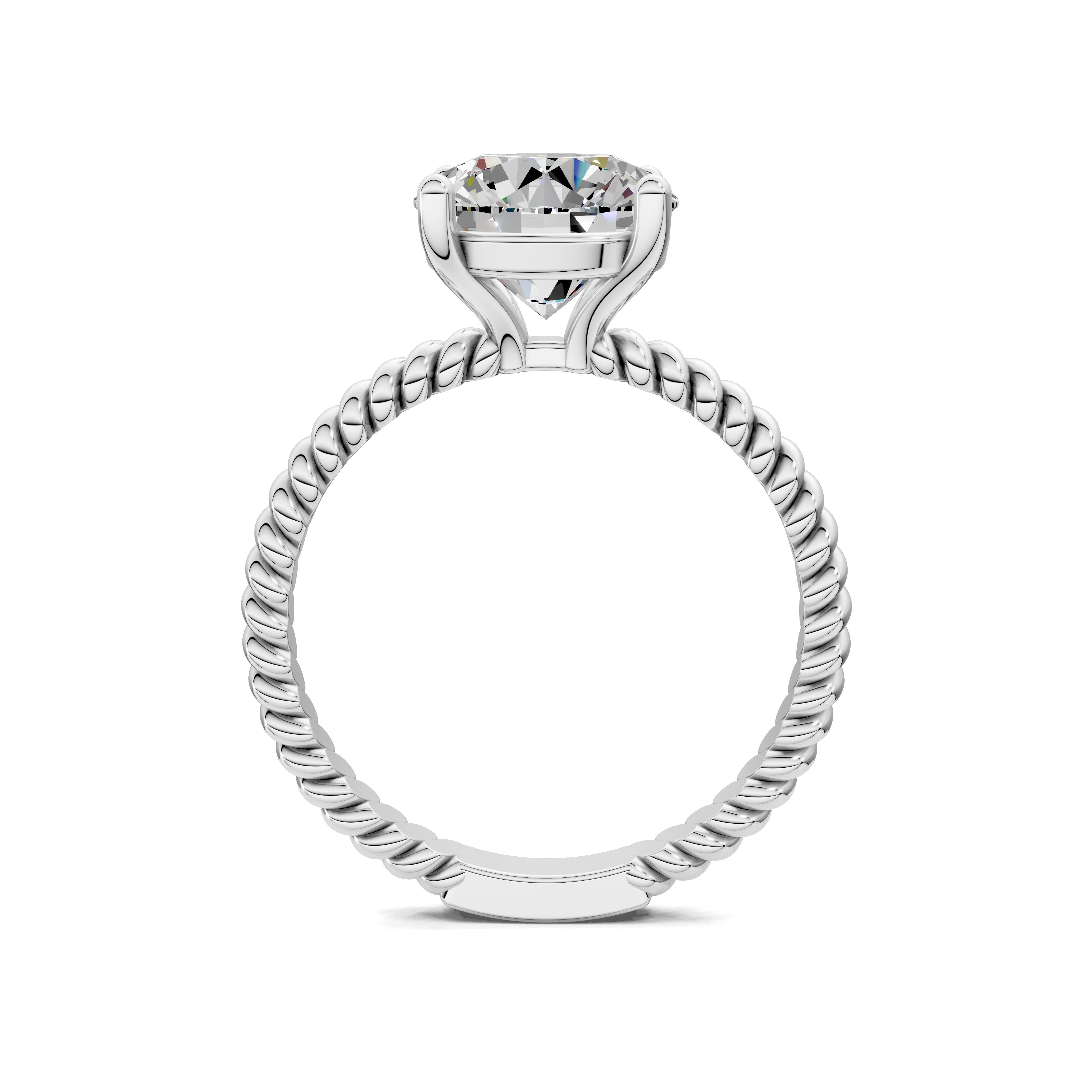Vesper Cable-Band Round Diamond Solitaire