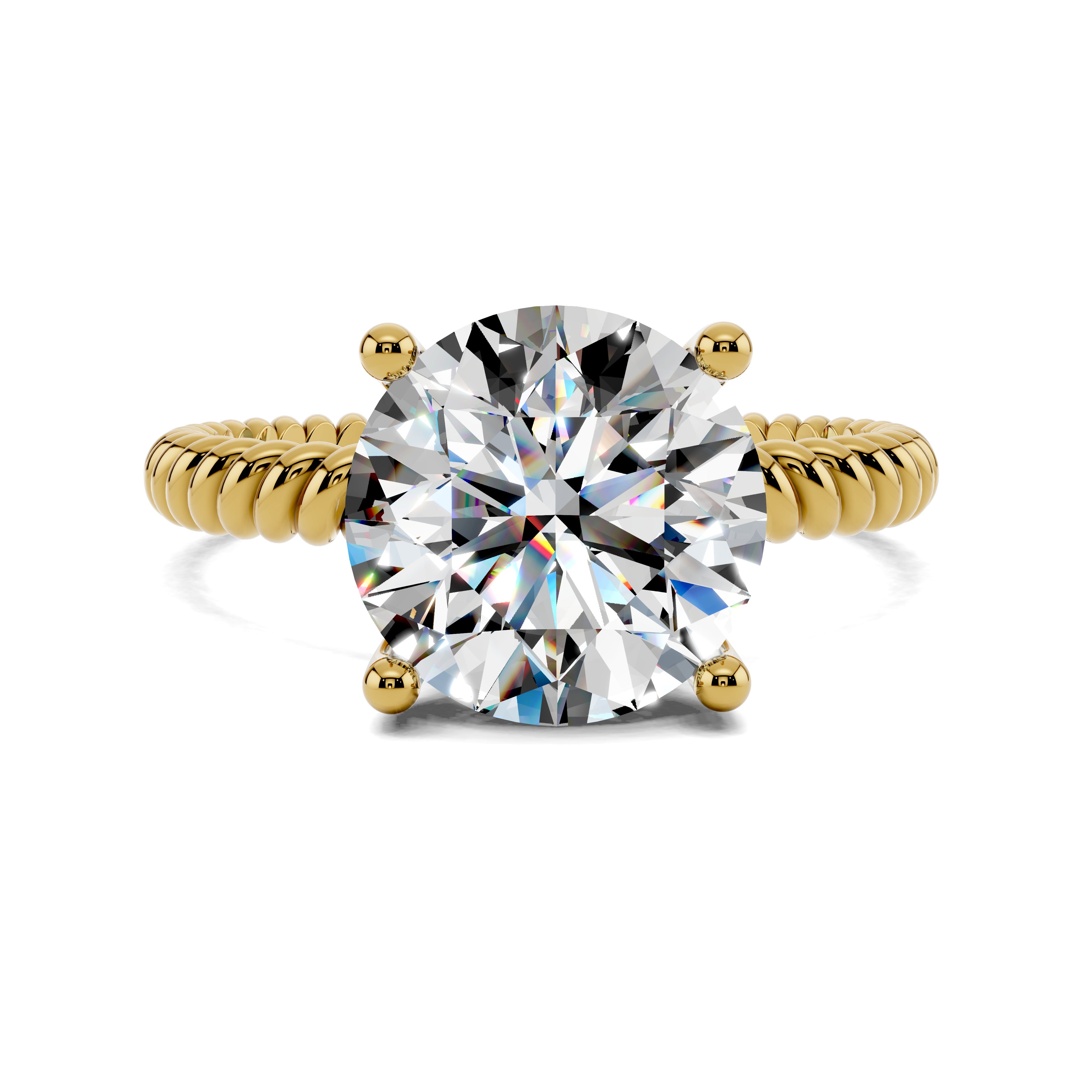 Vesper Cable-Band Round Diamond Solitaire