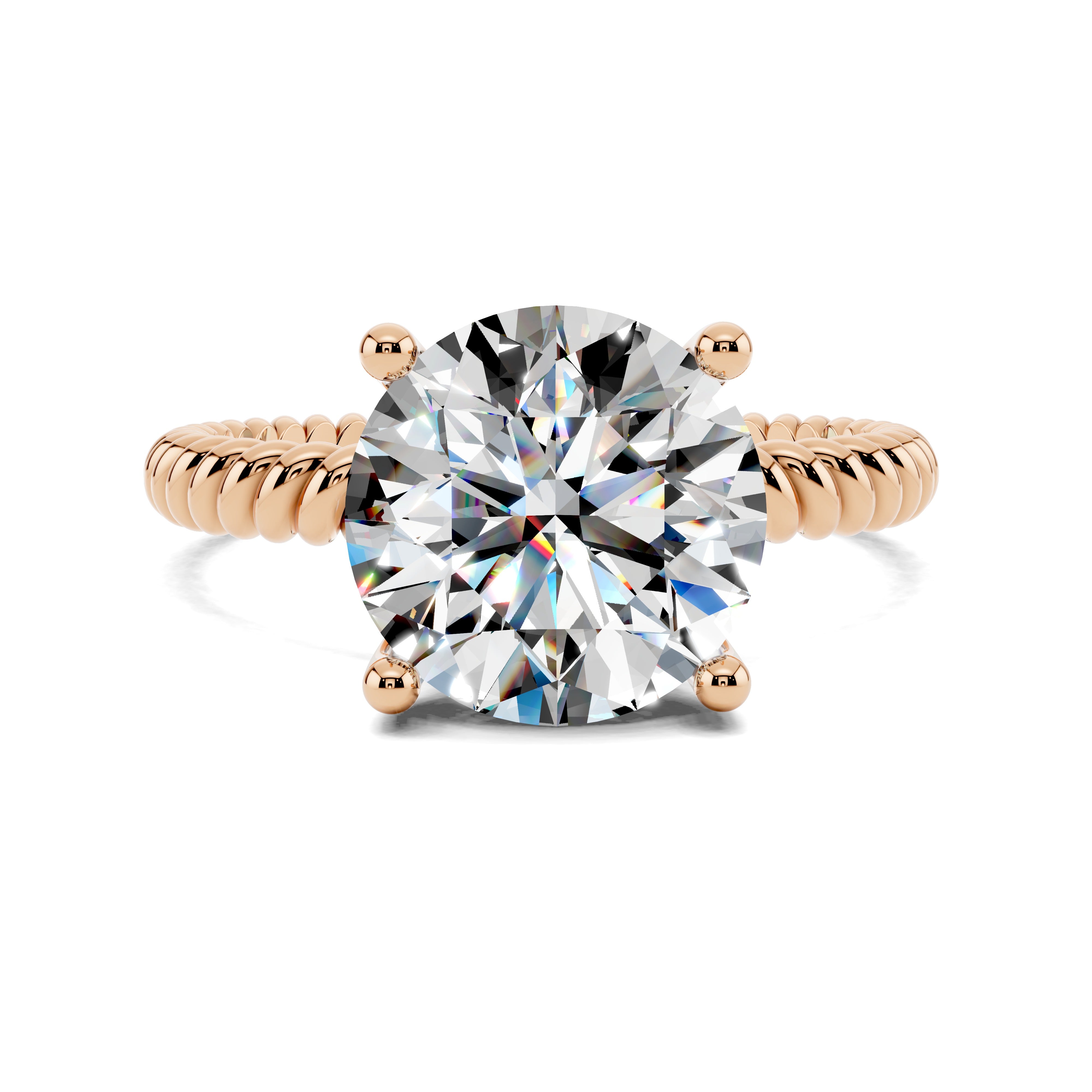 Vesper Cable-Band Round Diamond Solitaire