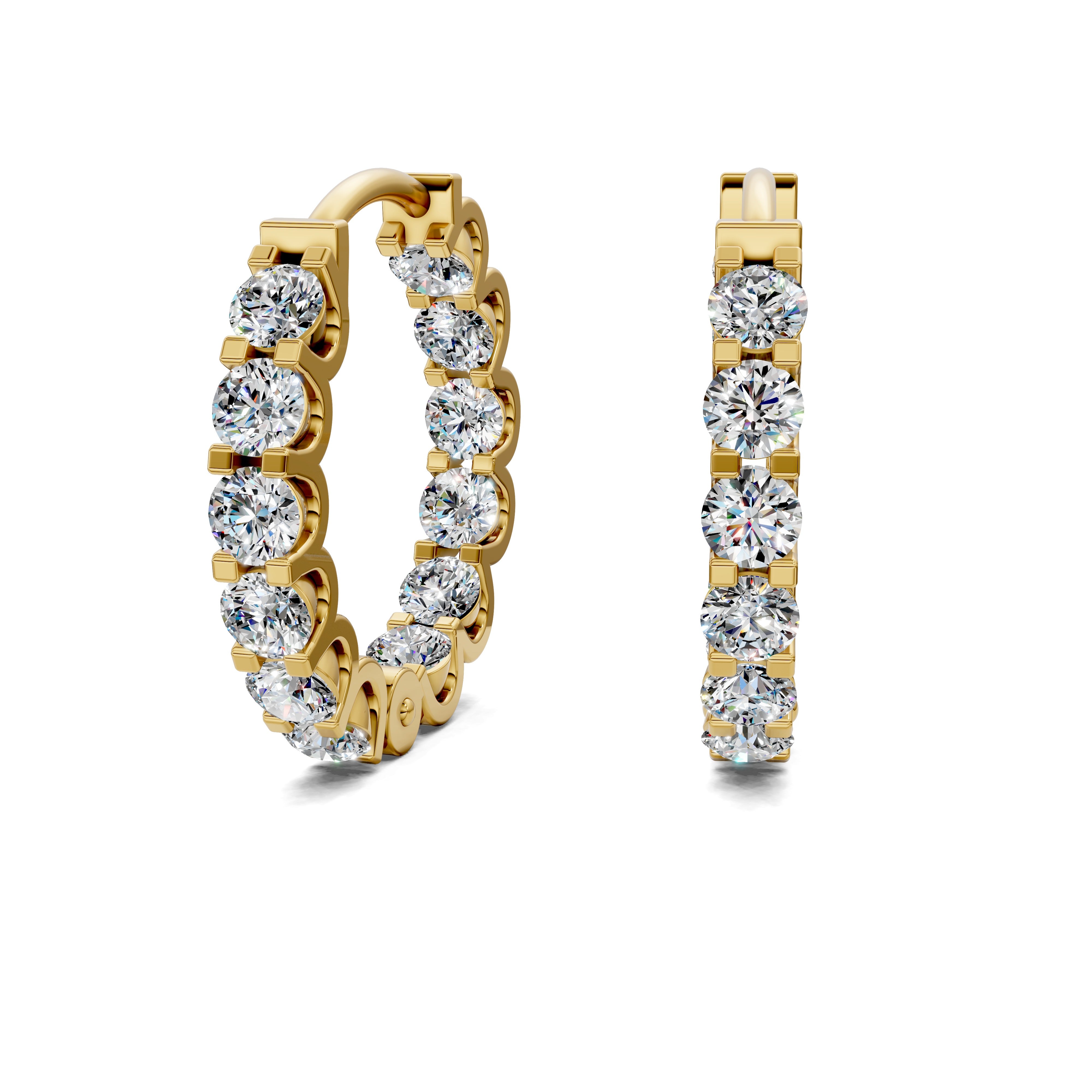 Camellia Round Diamond Huggie Earrings