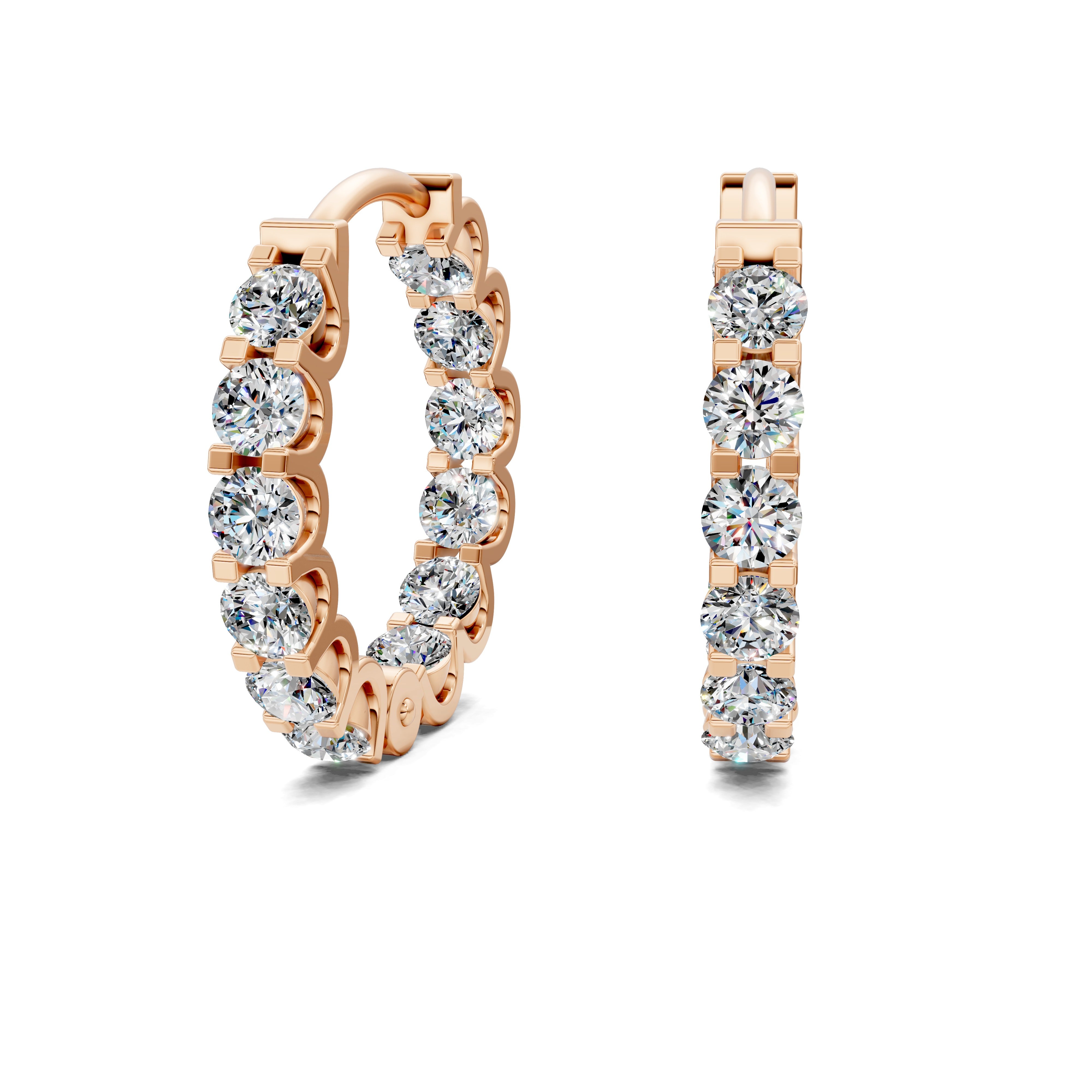 Camellia Round Diamond Huggie Earrings