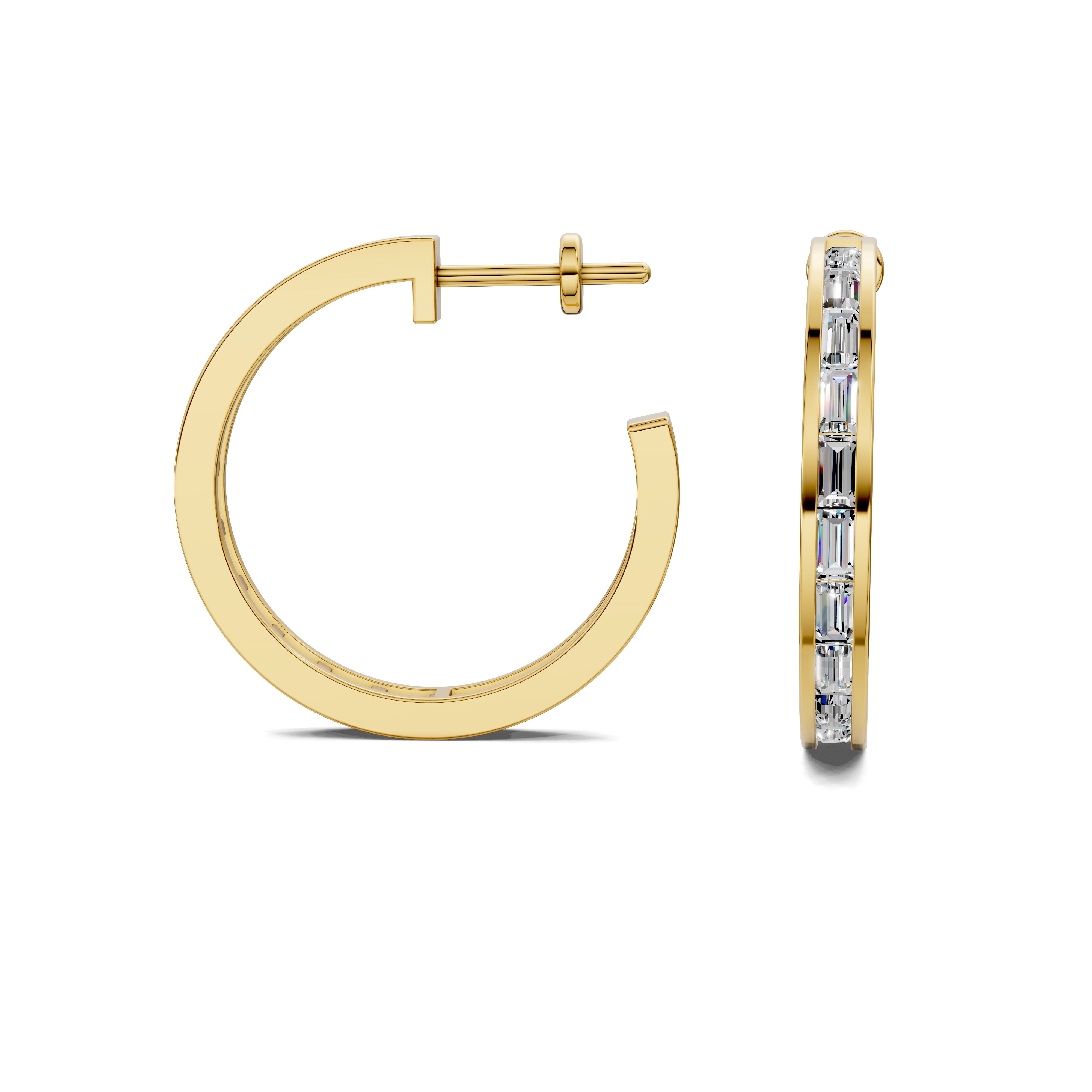 Gardenia Baguette Diamond Hoop Earrings