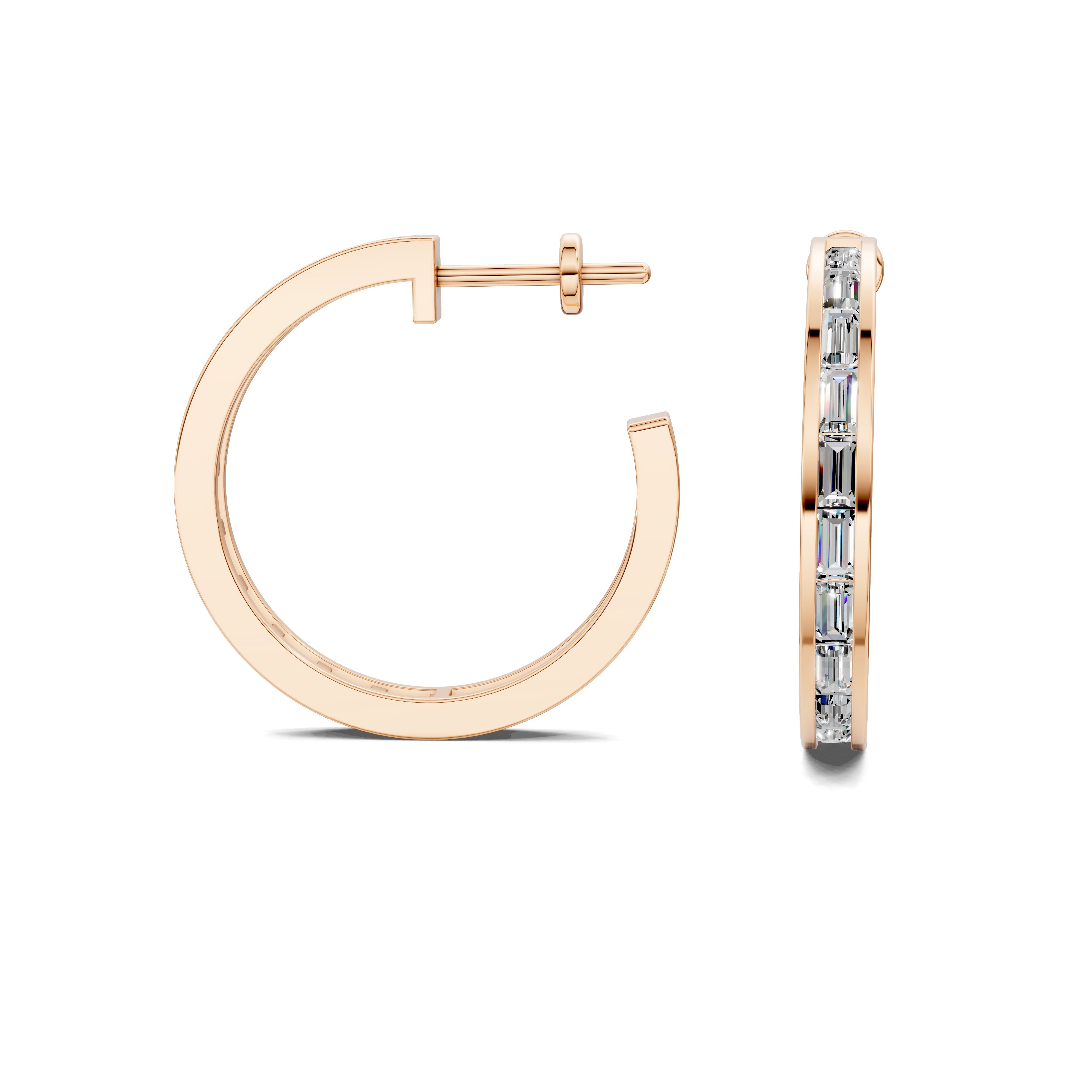 Gardenia Baguette Diamond Hoop Earrings