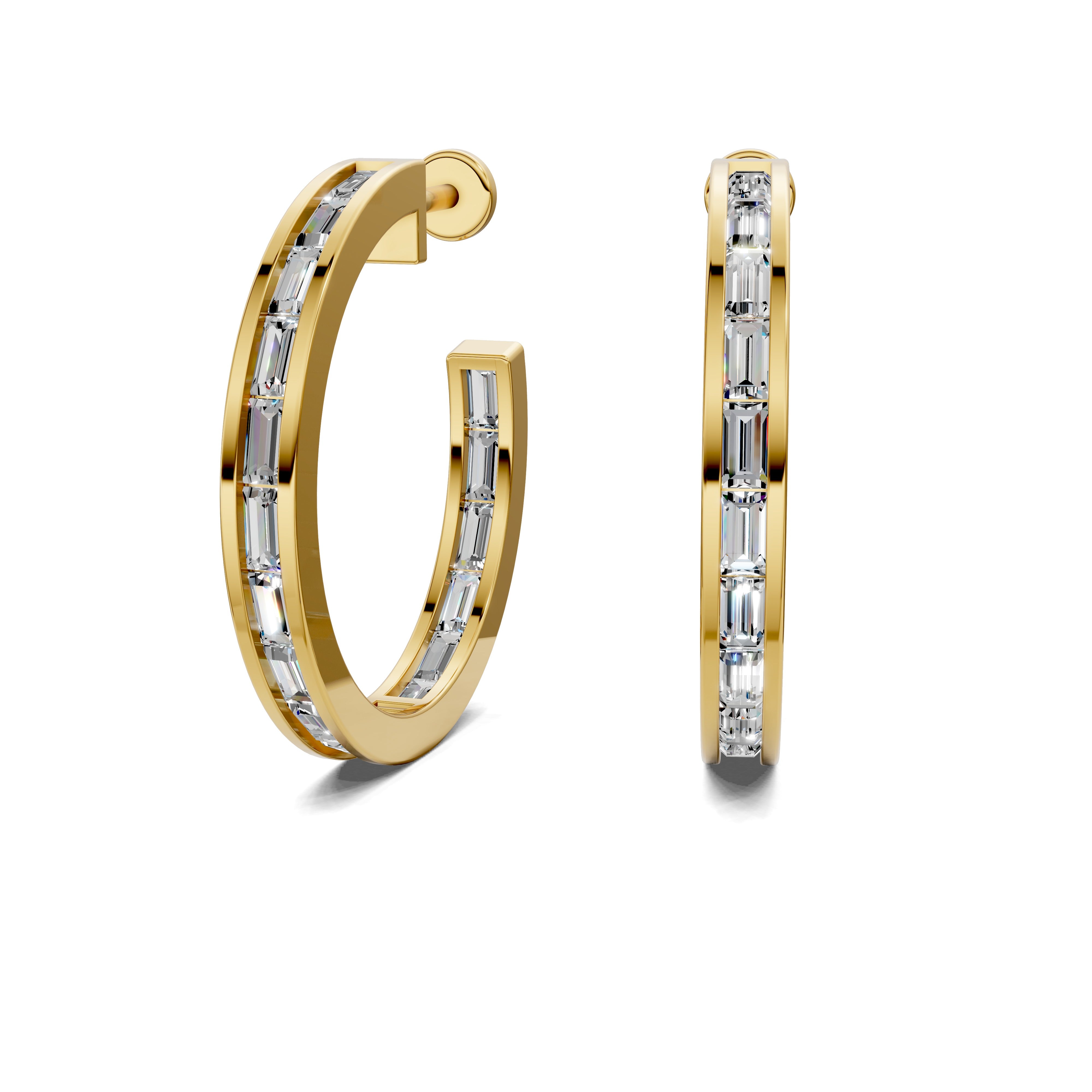 Gardenia Baguette Diamond Hoop Earrings