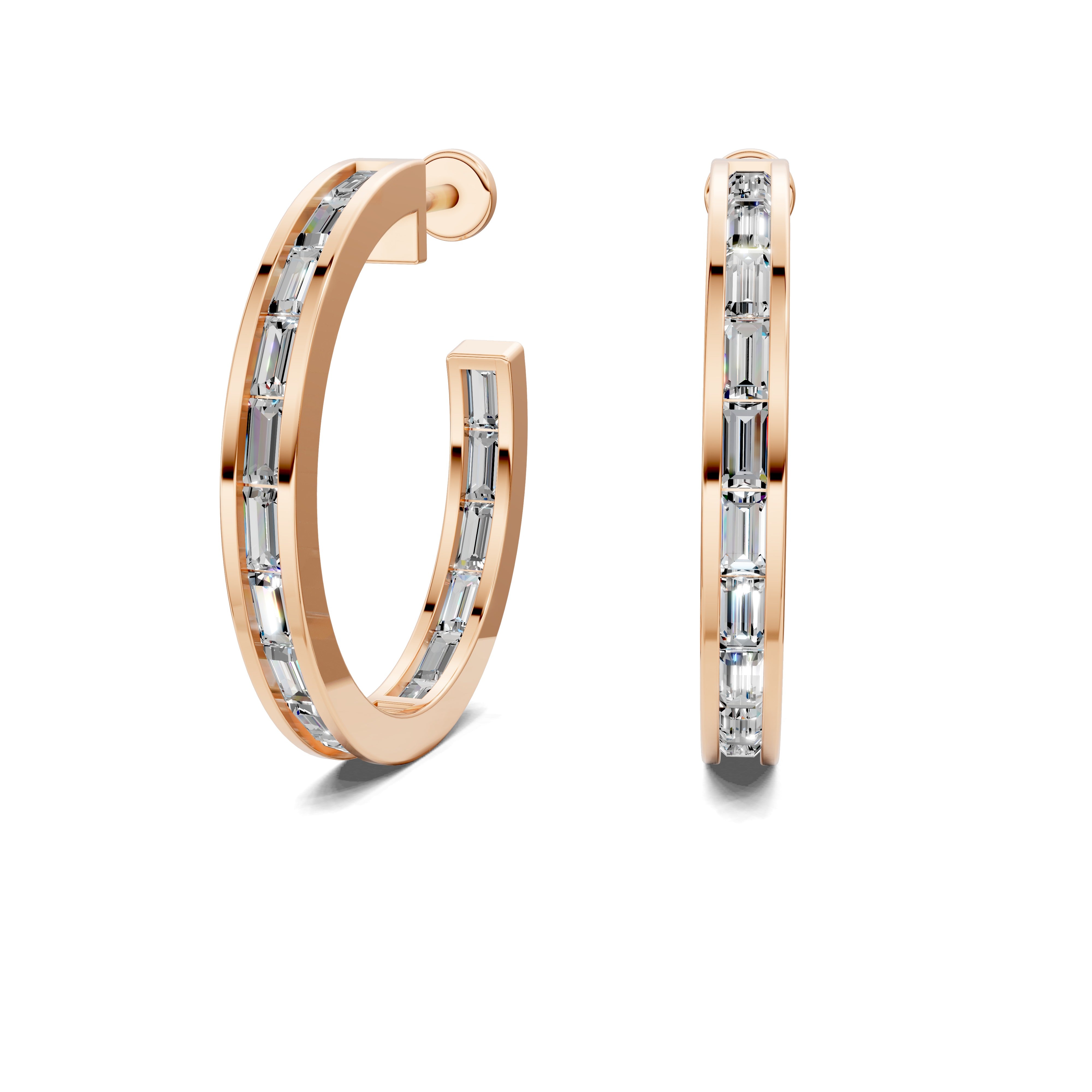 Gardenia Baguette Diamond Hoop Earrings