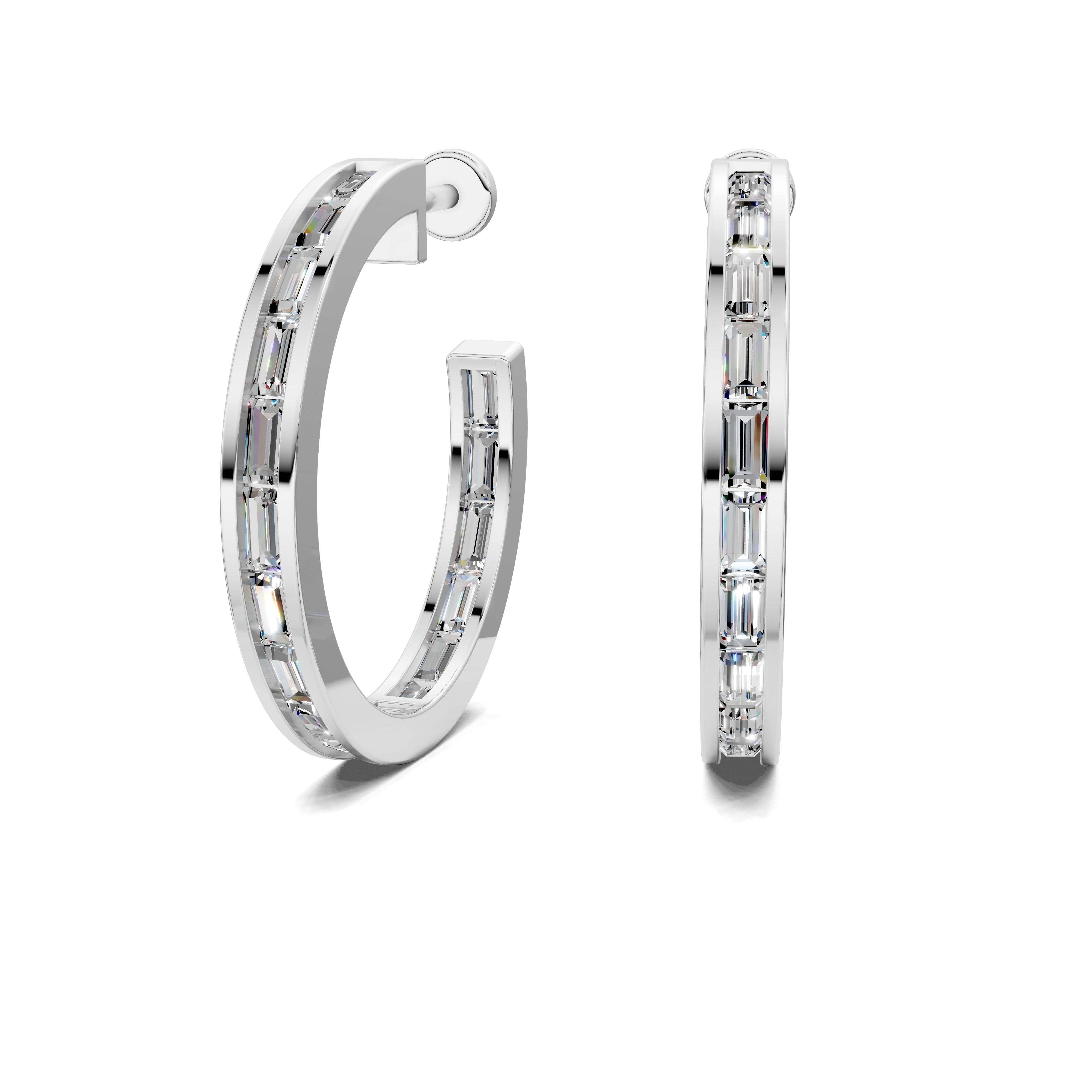 Gardenia Baguette Diamond Hoop Earrings