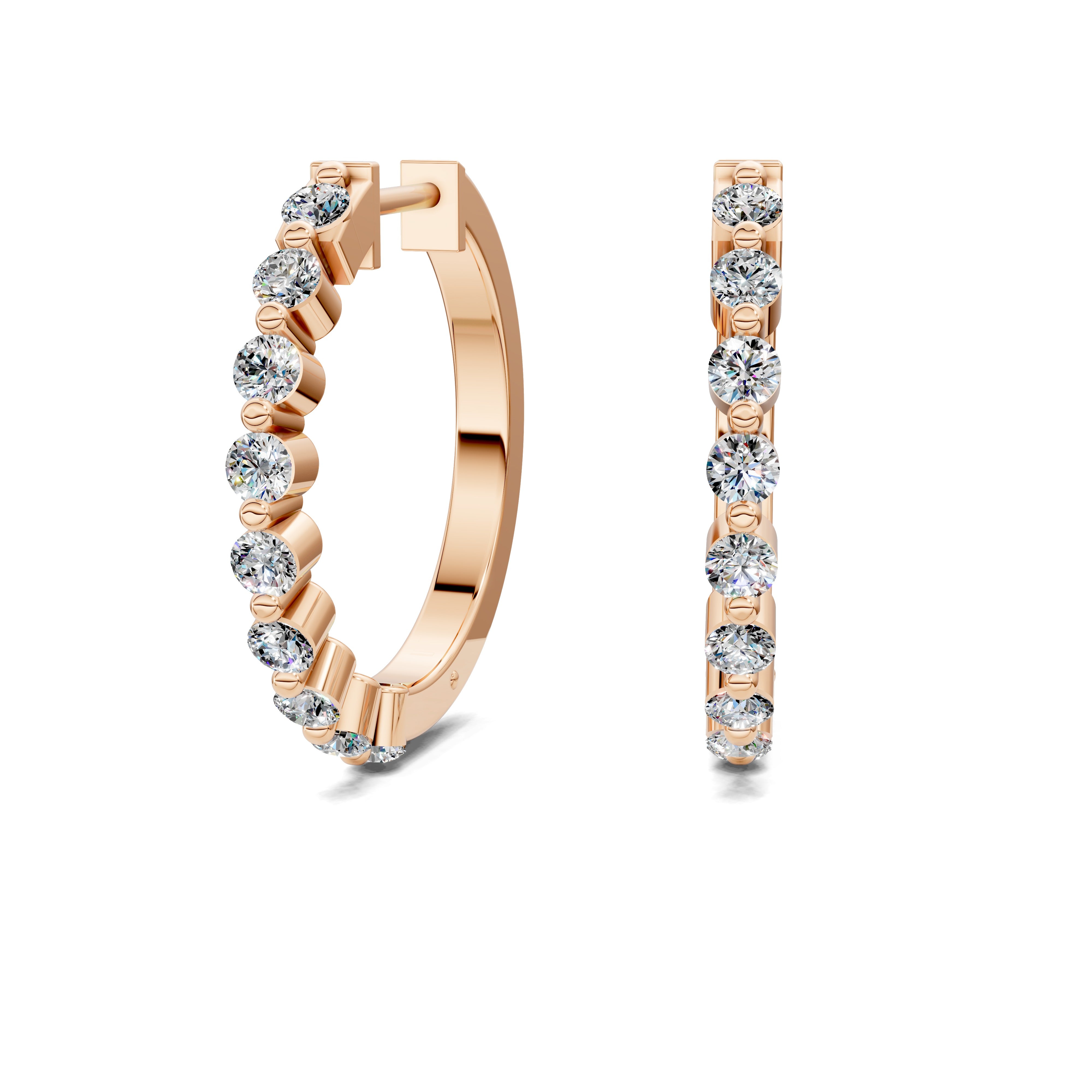 Azalea Round Diamond Hoop Earrings