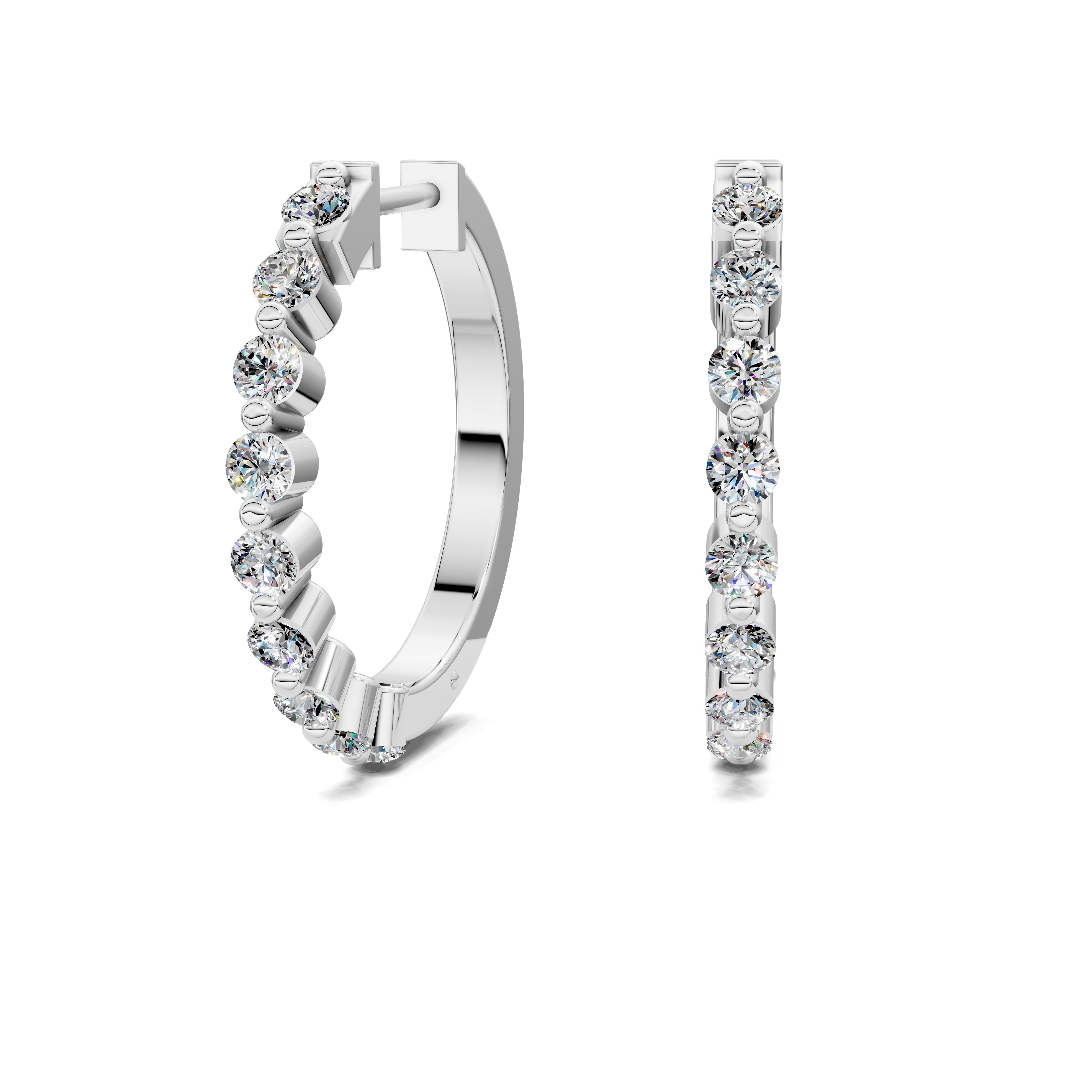 Azalea Round Diamond Hoop Earrings