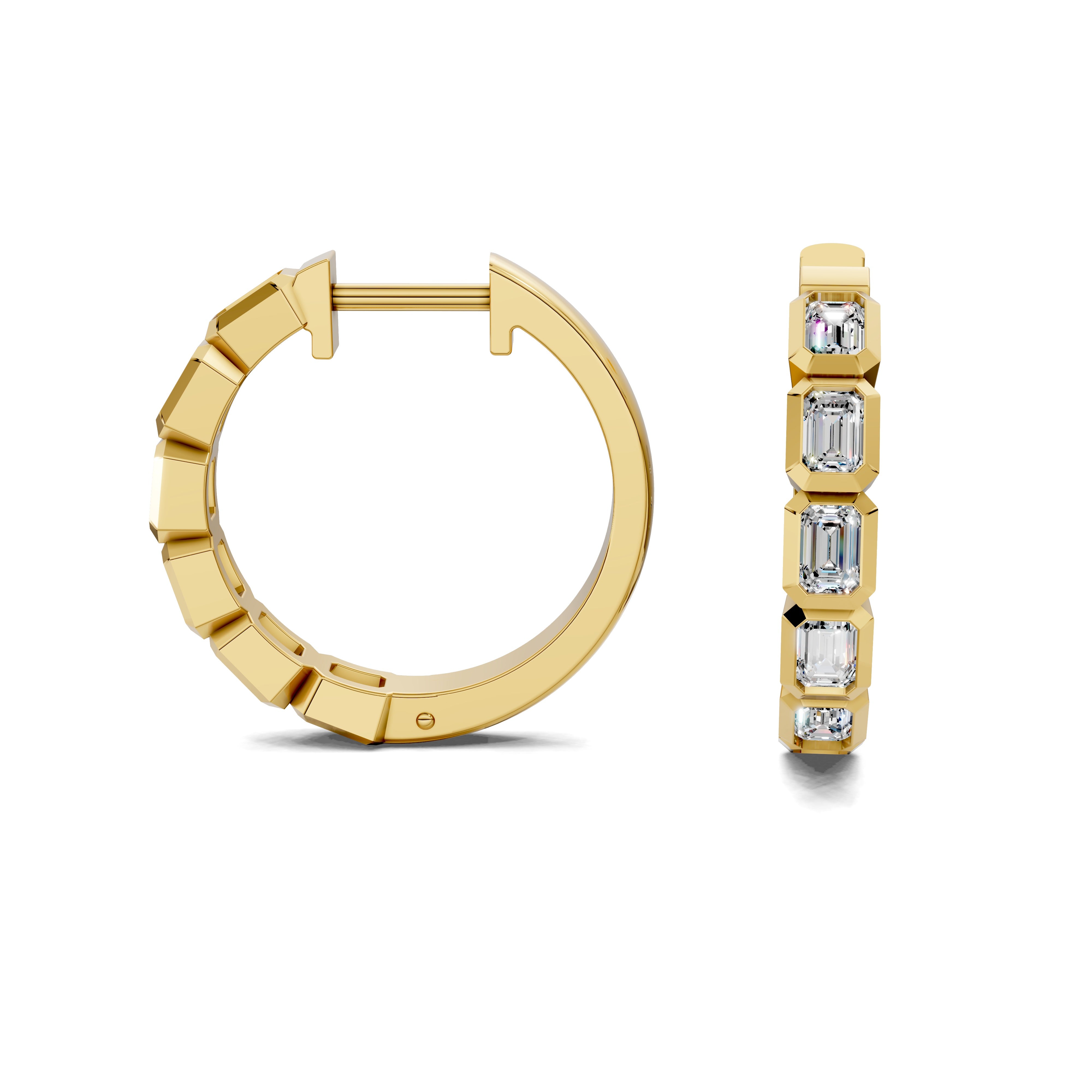 Primrose Emerald Diamond Mid-Size Hoop Earrings