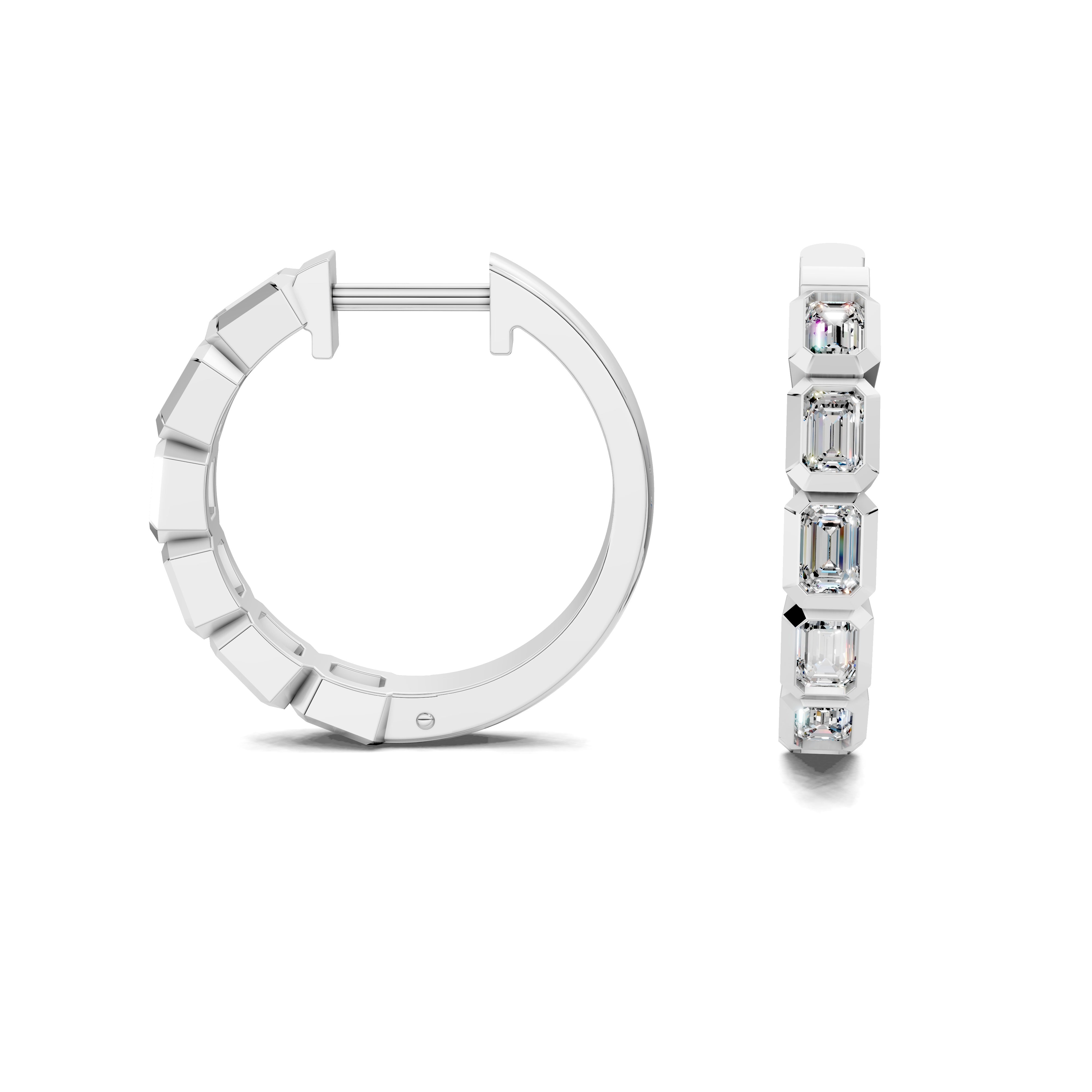 Primrose Emerald Diamond Mid-Size Hoop Earrings