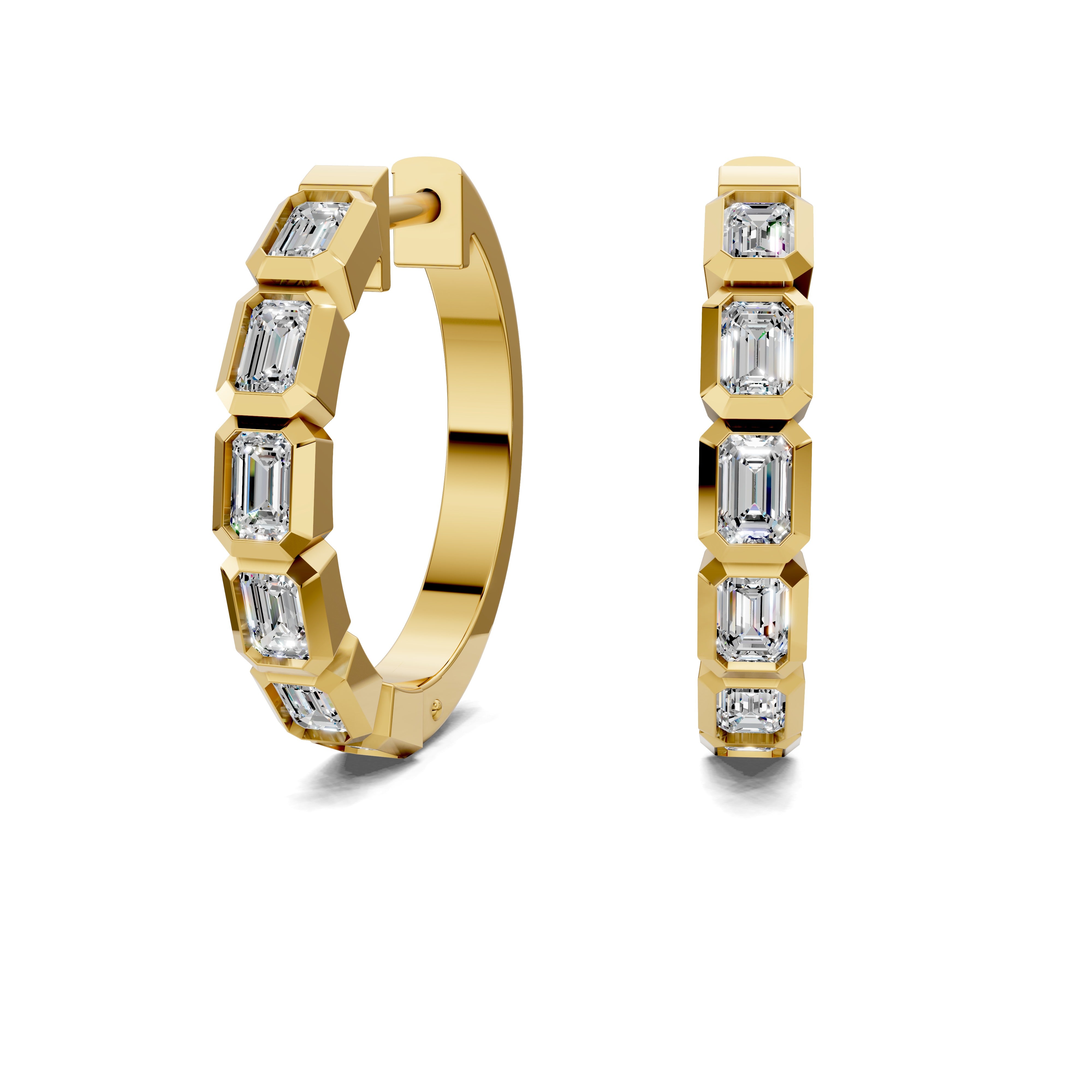 Primrose Emerald Diamond Mid-Size Hoop Earrings