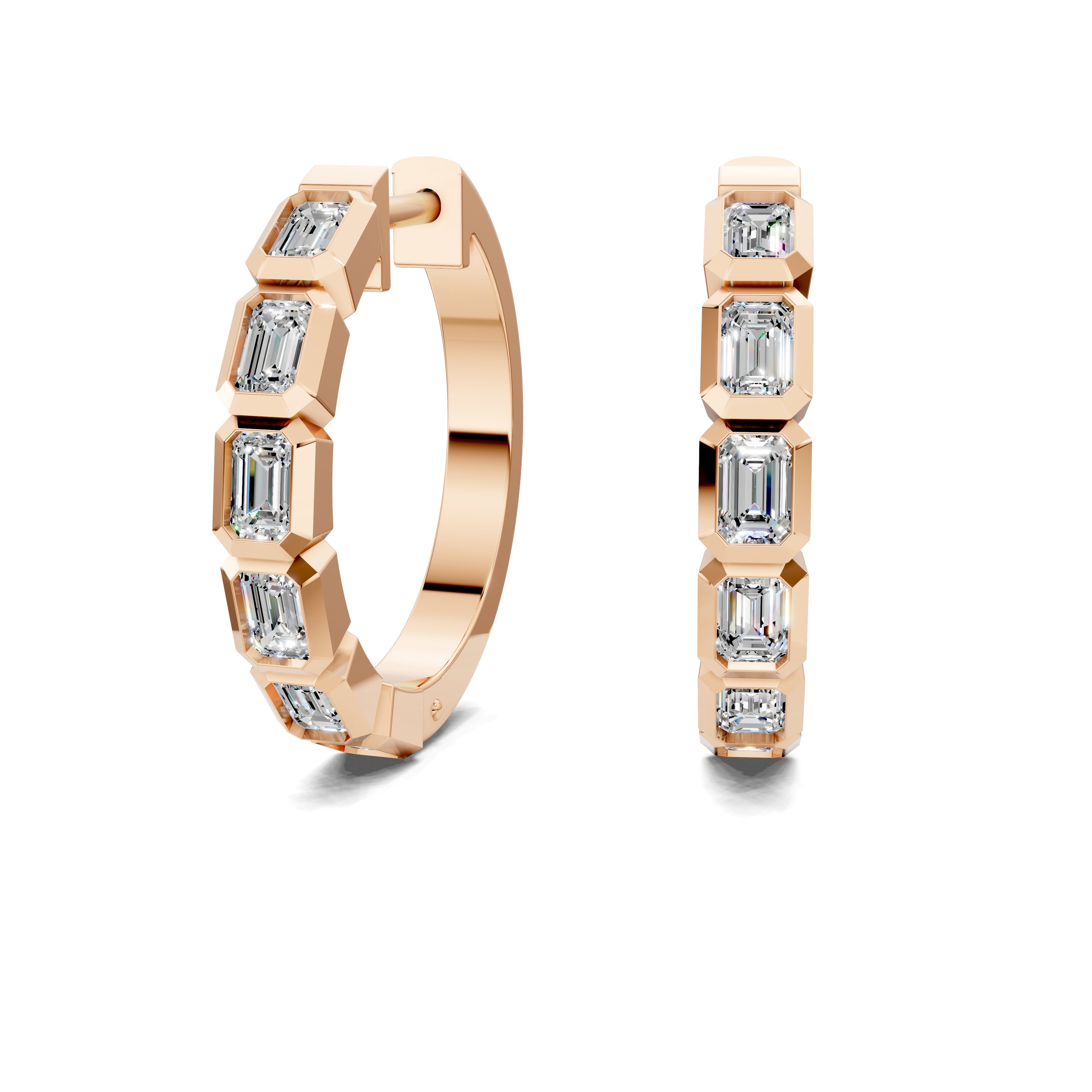 Primrose Emerald Diamond Mid-Size Hoop Earrings