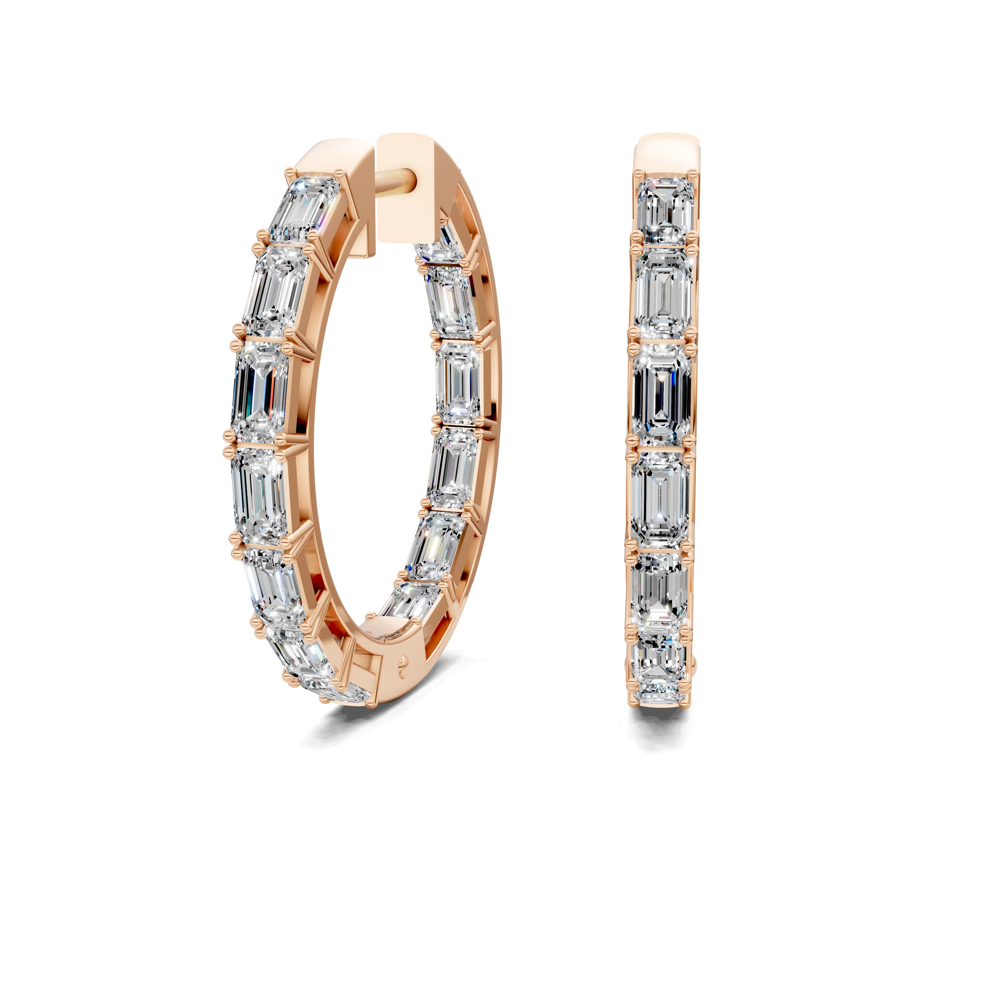 Zinnia Emerald Diamond Hoop Earrings