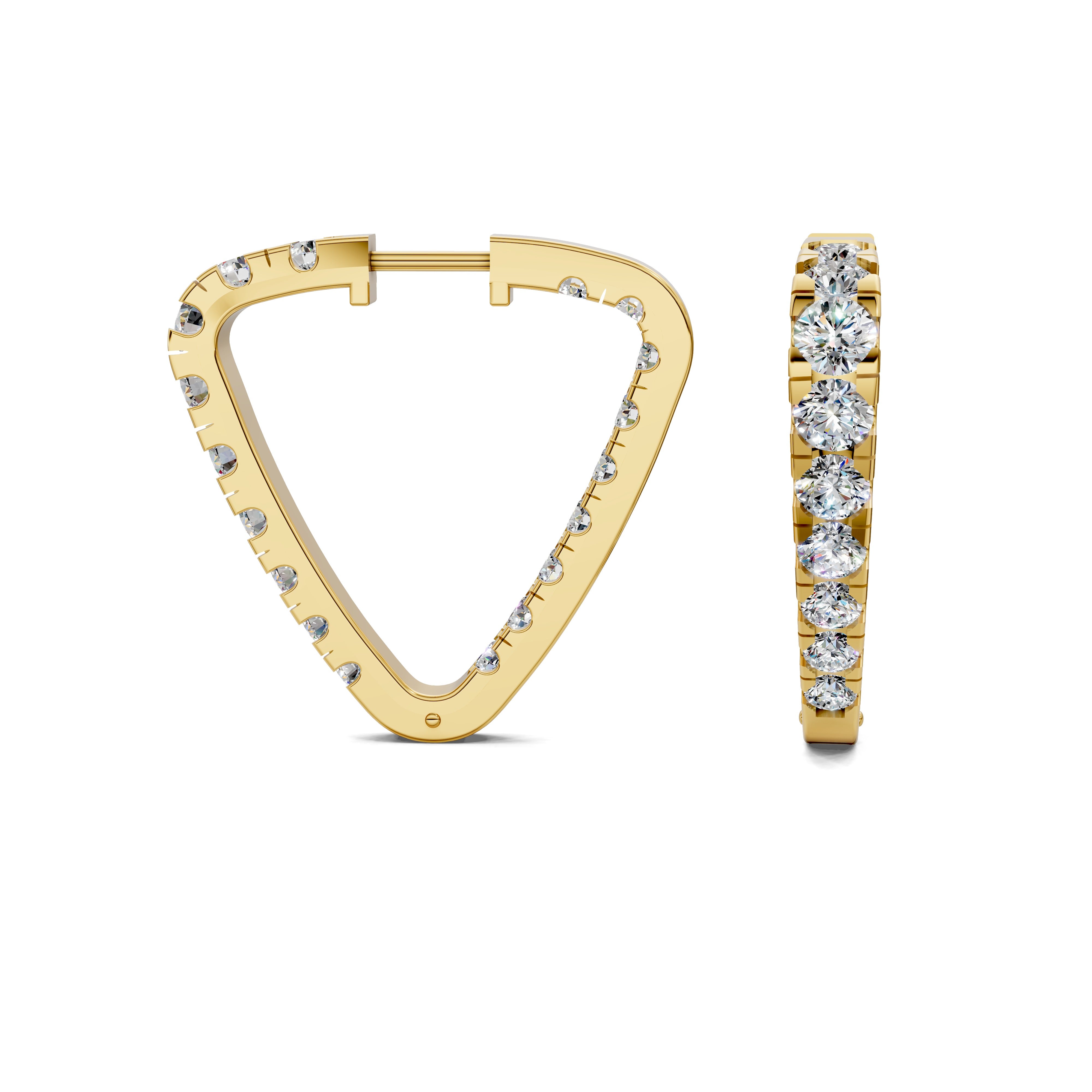 Lotus Triangle Inside-Out Round Diamond Hoop Earrings