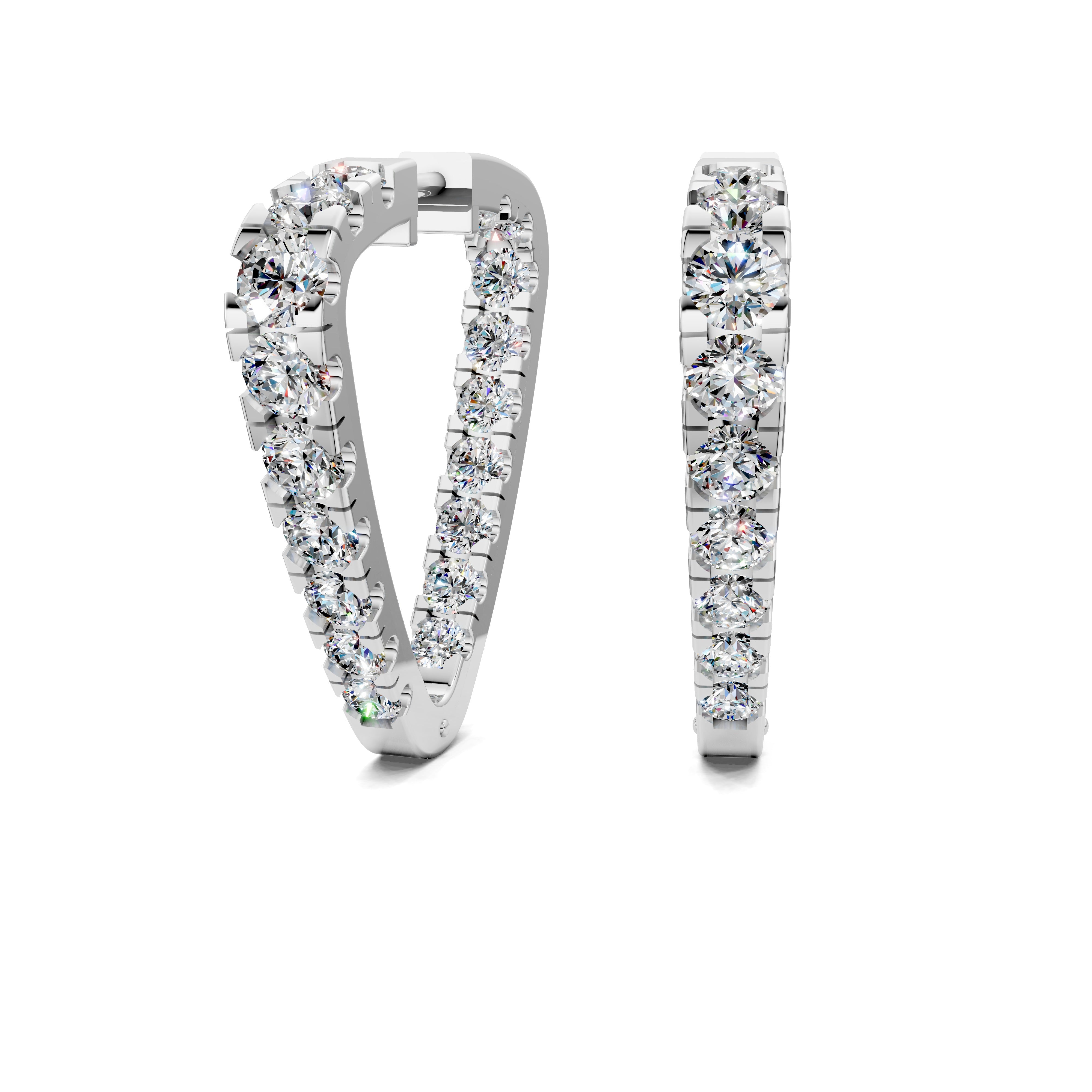 Lotus Triangle Inside-Out Round Diamond Hoop Earrings