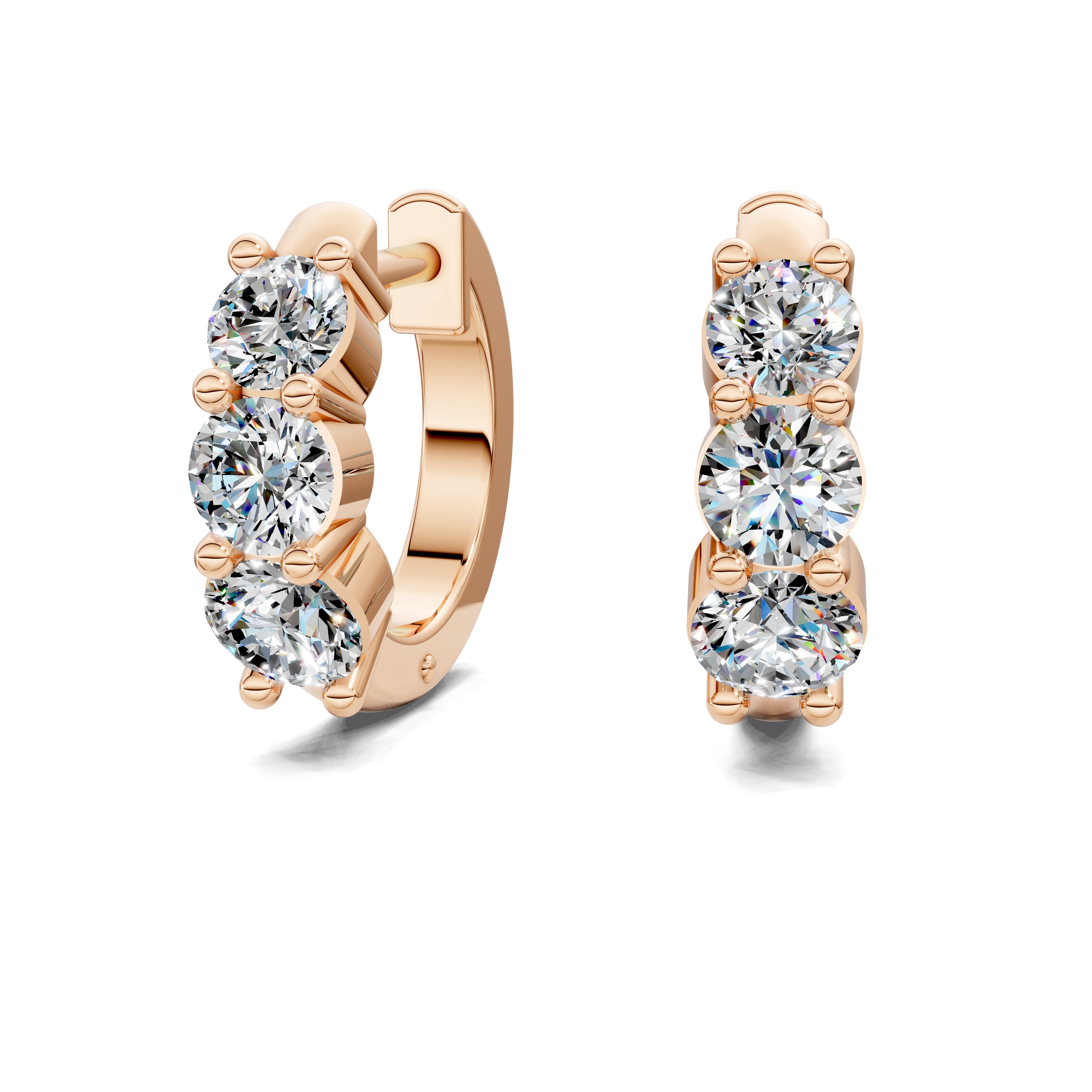Jasmine Round Diamond Huggie Earrings