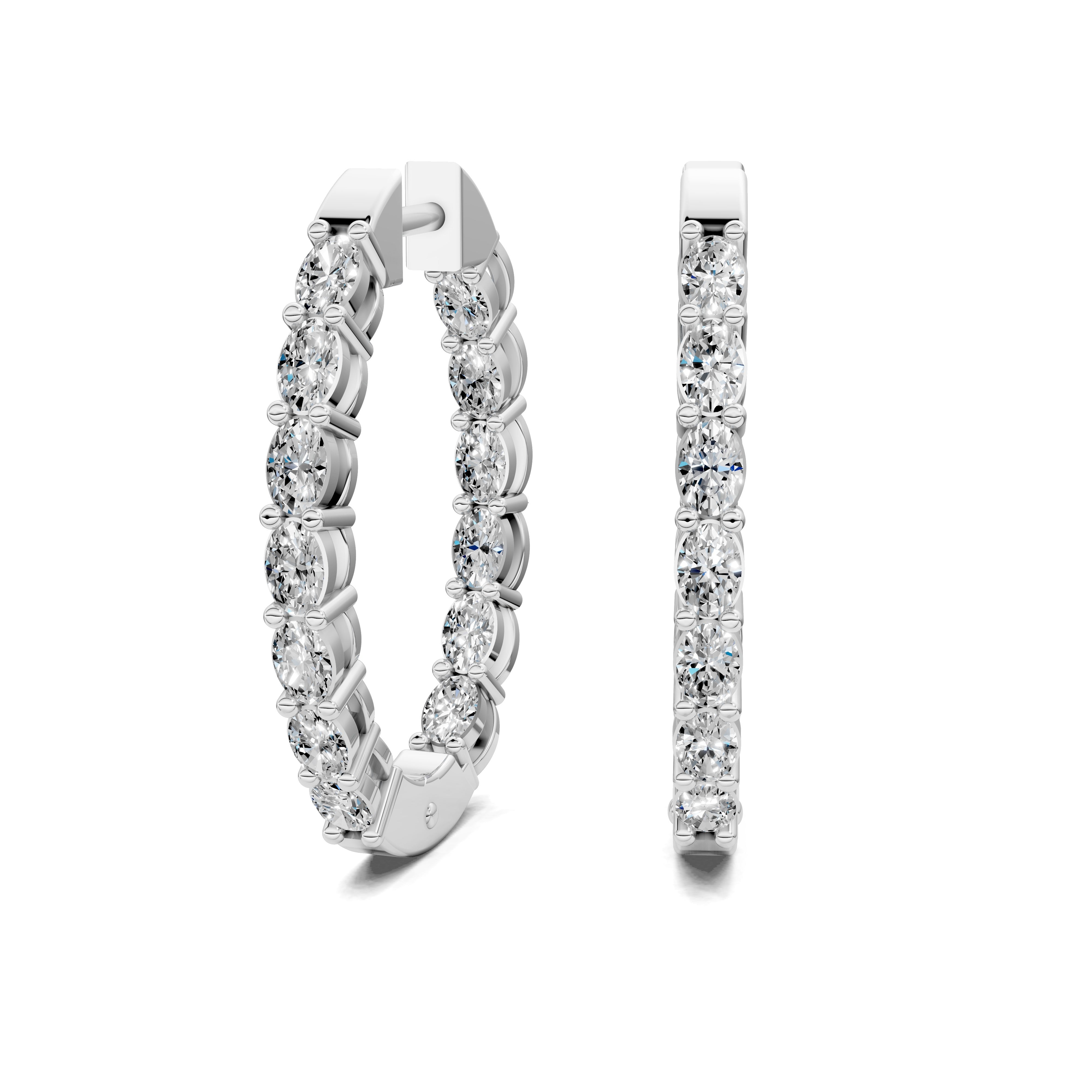Neroli Oval Diamond Hoop Earrings