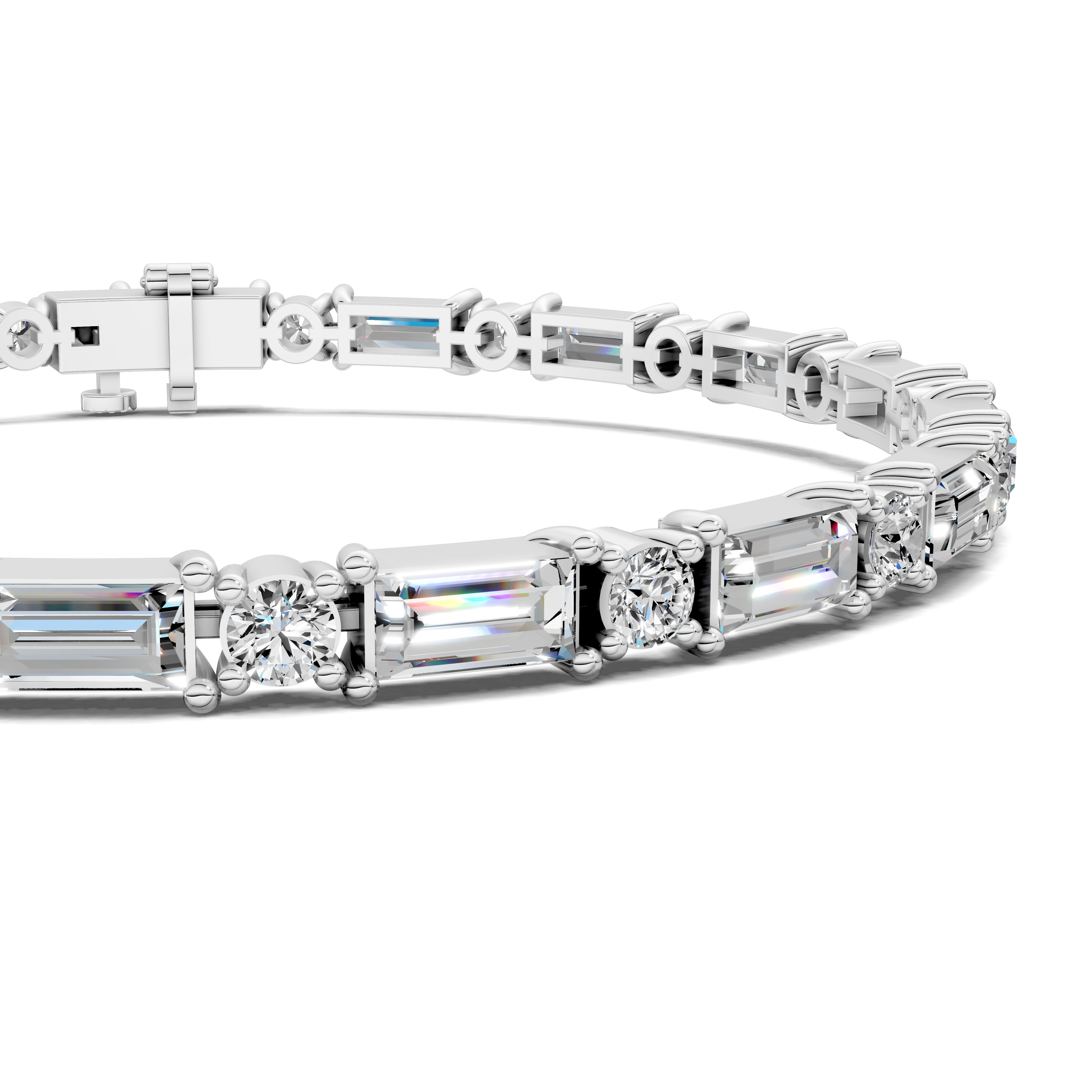 Sienna Alternating Baguette & Round Tennis Bracelet