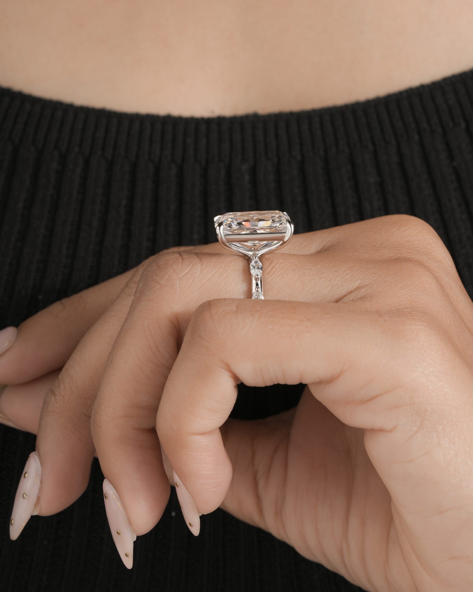 Valora Radiant Sculpted Crescent Ring