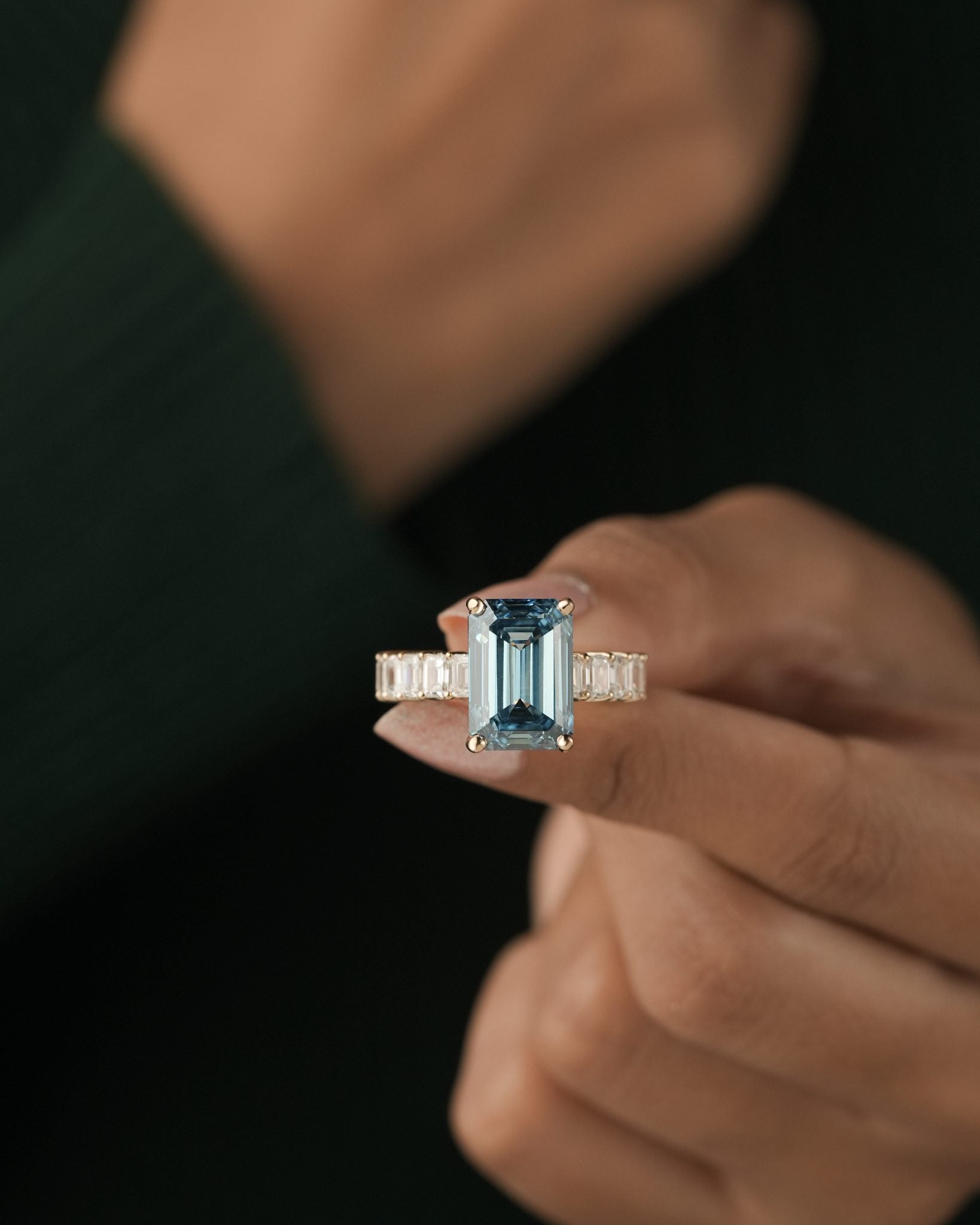 The Solara Emerald Pavé Ring