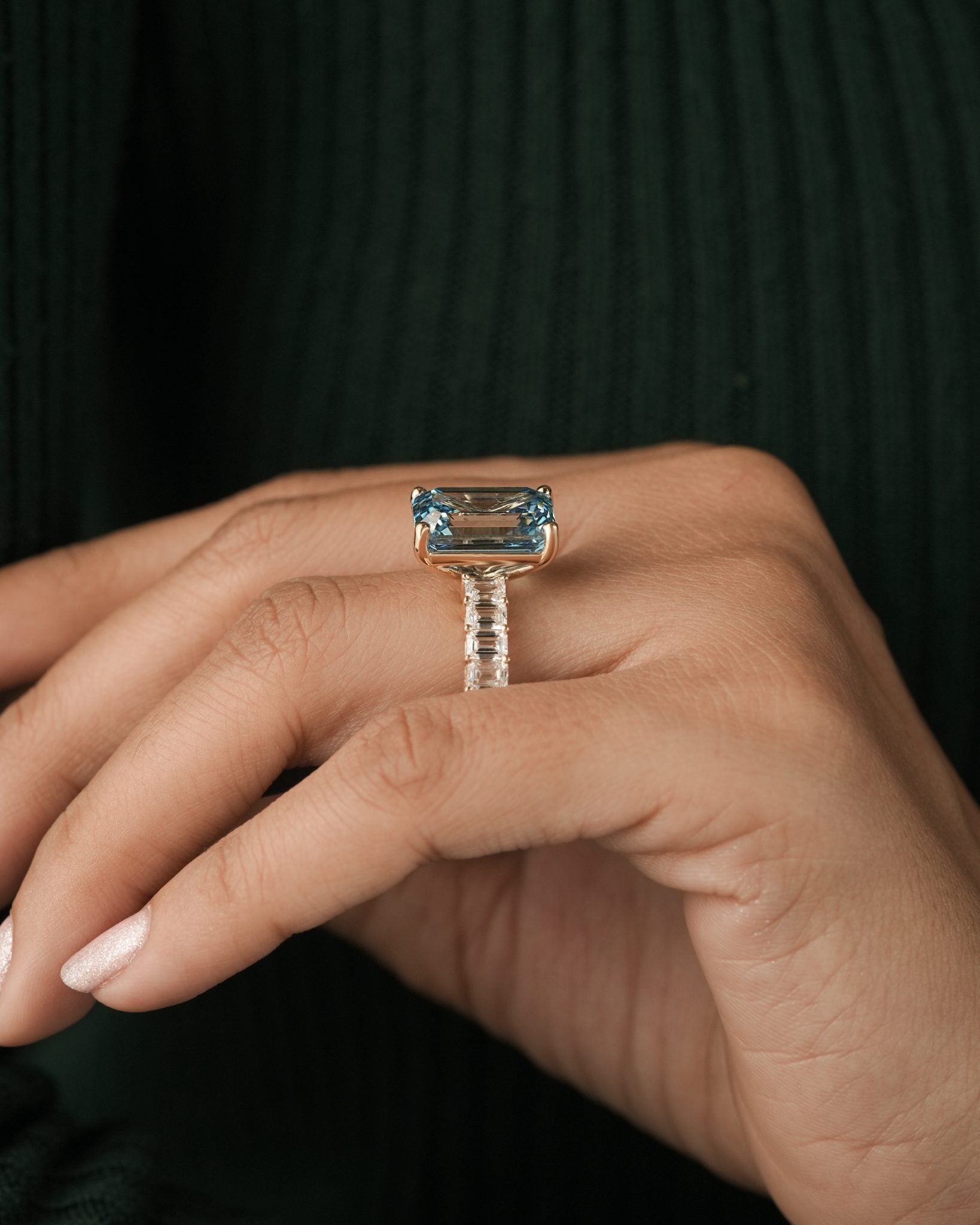 The Solara Emerald Pavé Ring