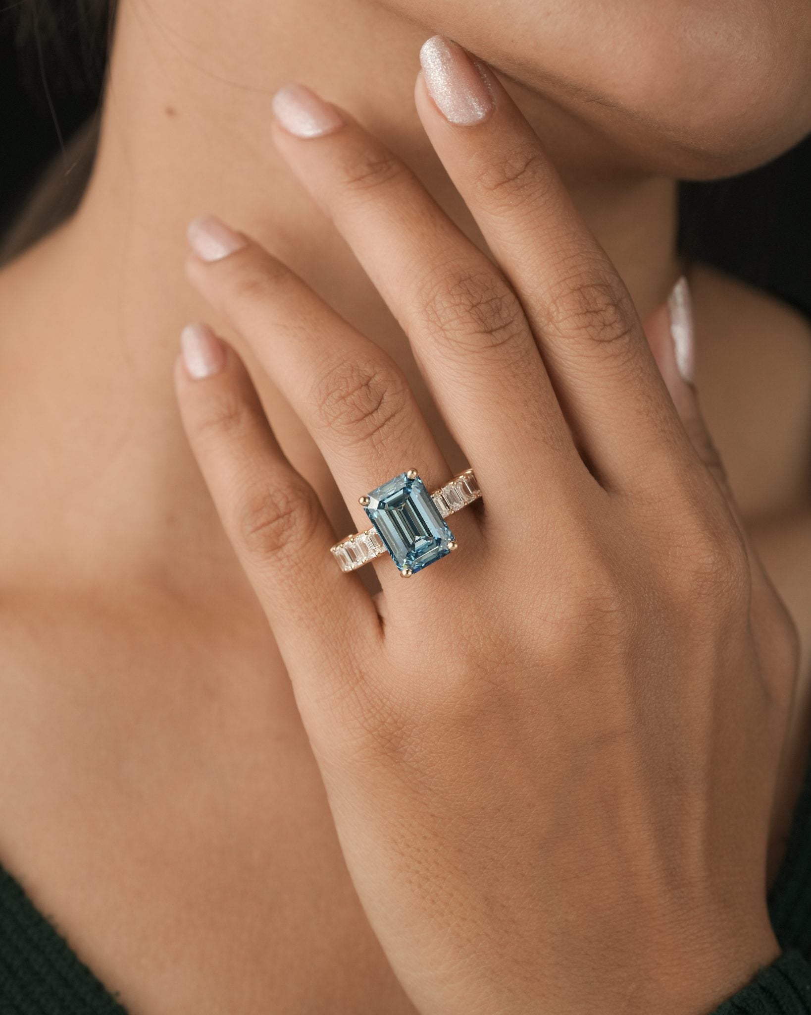 The Solara Emerald Pavé Ring