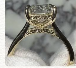 Custom Order - Ben M (Cathedral Style Ring, Embroidery Details, 14K Gold, Euro Shank, Ring Size 4.25)