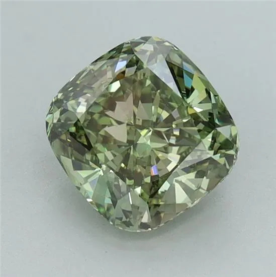 1.33ct Cushion brilliant Lab Grown Diamond (Colour Fancy Vivid Green, Clarity VVS2, IGI Certified)
