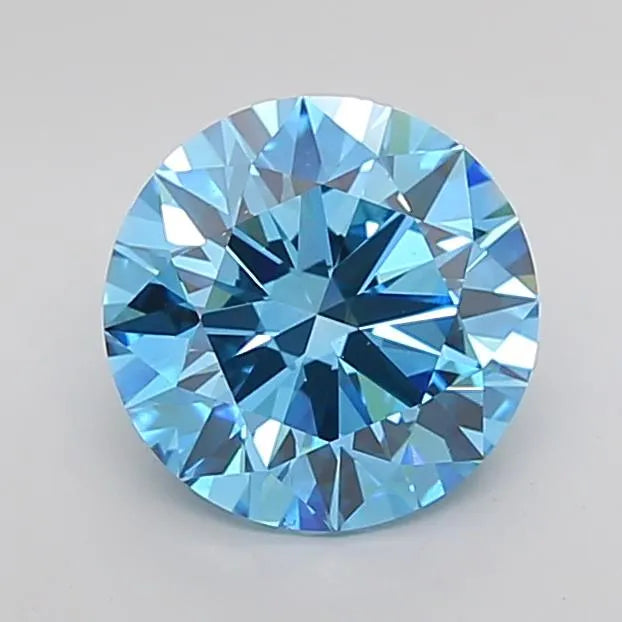 2.03ct Round Lab Grown Diamond (Colour Fancy Vivid Blue, Clarity SI1, Cut ID, IGI Certified)