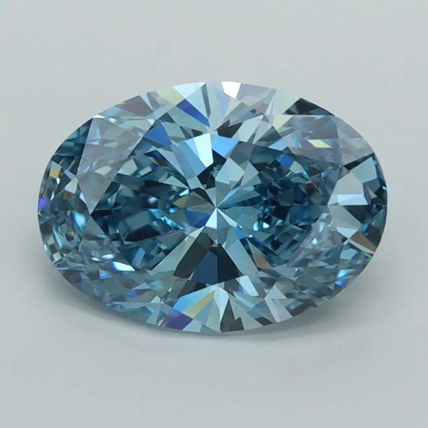 2.06ct Oval Lab Grown Diamond (Colour Fancy Vivid Blue, Clarity VVS2, IGI Certified)