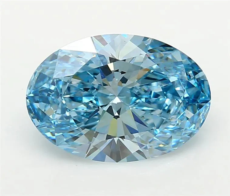 2.46ct Oval Lab Grown Diamond (Colour Fancy Vivid Blue, Clarity VVS1, IGI Certified)